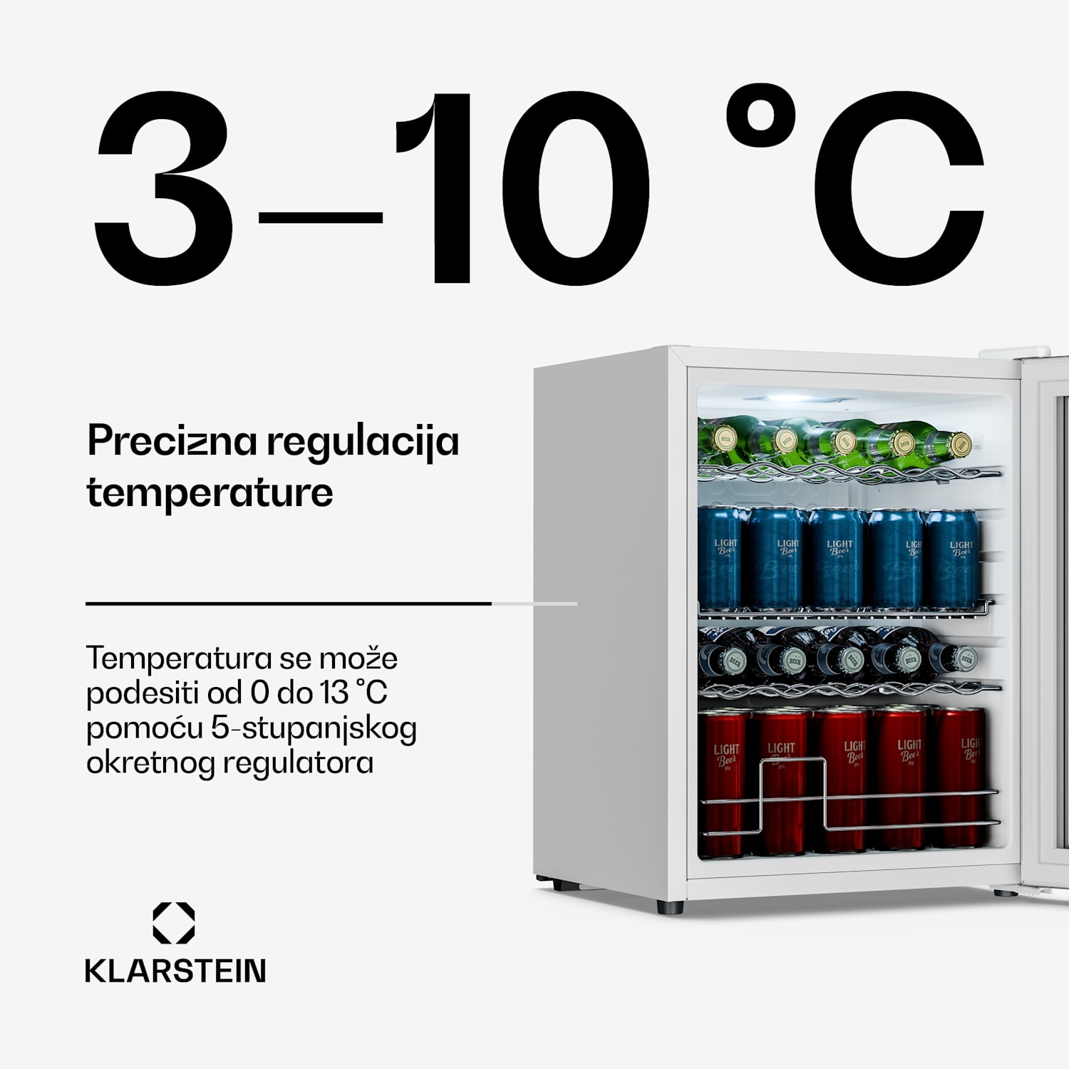 Hladnjak za pića Beersafe sa staklenim vratima | 64 x 48 cm | 60 litara | 85 W | Srebrno/bijela 60 Ltr | Srebro | Bijela