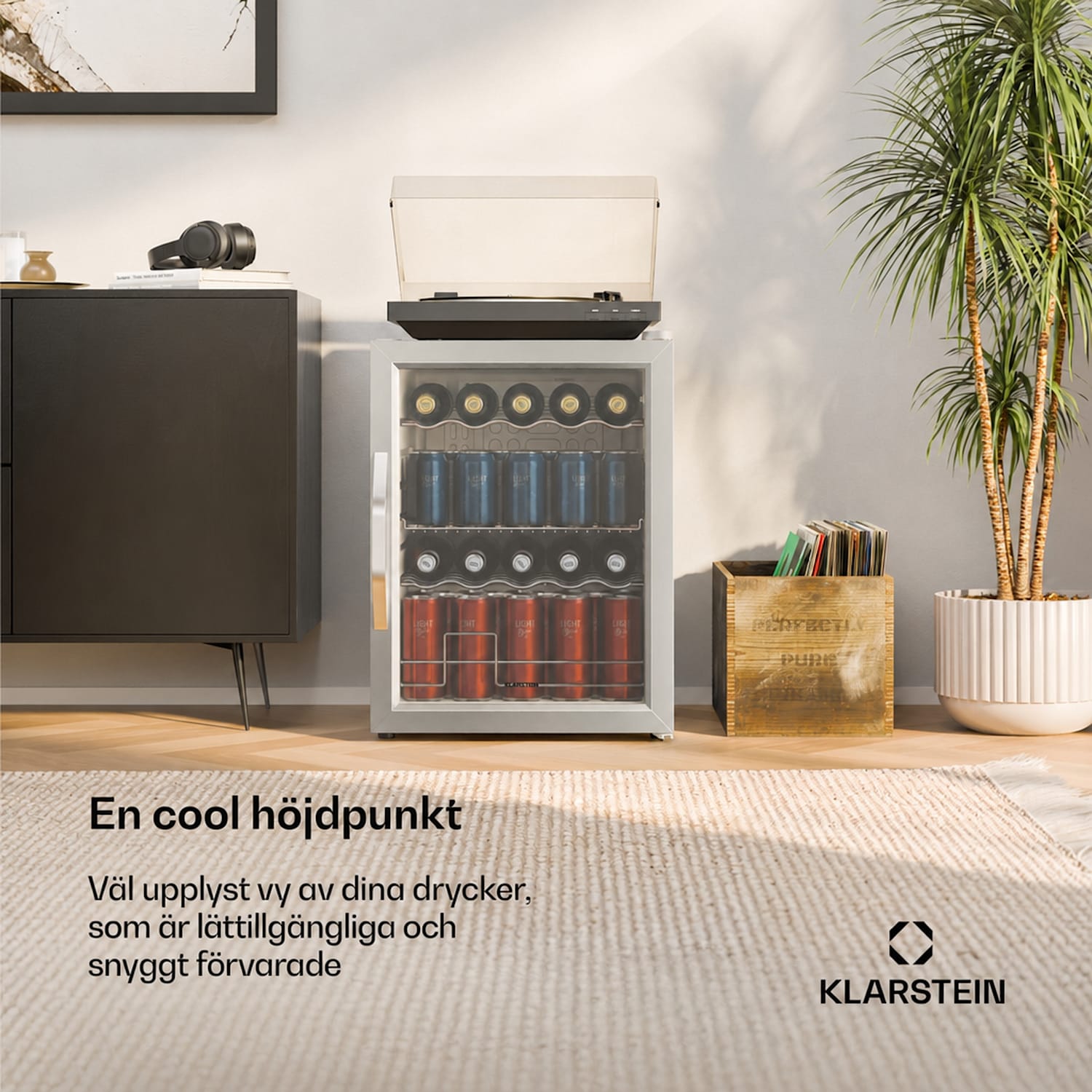 Beersafe dryckeskyl med glasdörr | 64 x 48 cm | 60 liter | 85 W | Silver/Vit 60 L | D | Silver | Silver