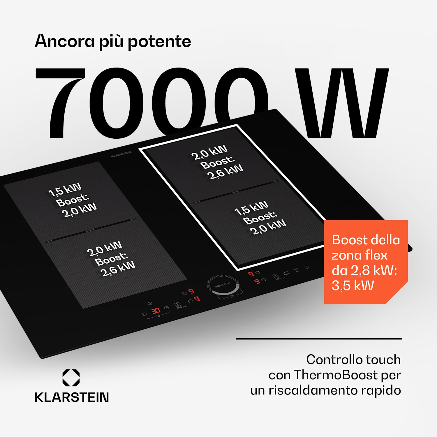 Delicatessa 70 Flex - Piano cottura a induzione da incasso, 4 zone, 7000 W, vetroceramica 70 cm | 2 zone flessibili | Nero
