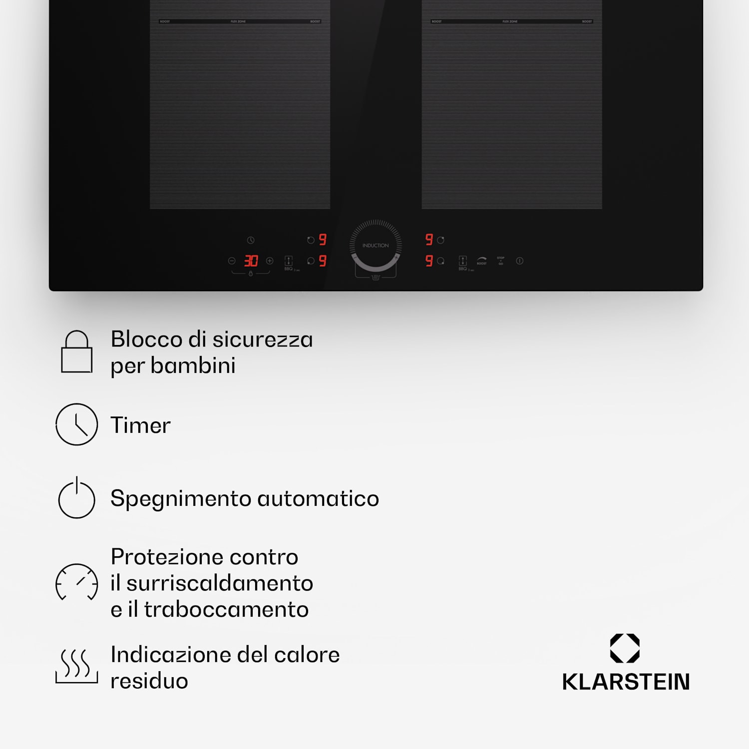 Delicatessa 70 Flex - Piano cottura a induzione da incasso, 4 zone, 7000 W, vetroceramica 70 cm | 2 zone flessibili | Nero