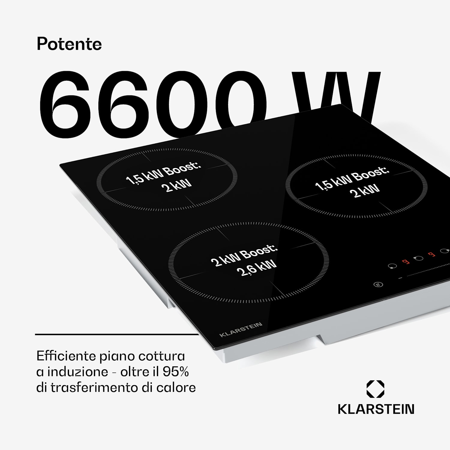 Delicatessa - Piano cottura a induzione | 45 cm | 6600 W | 3 zone di cottura | Slider-Control | Boost 45 cm | nessuna zona flessibile | Nero