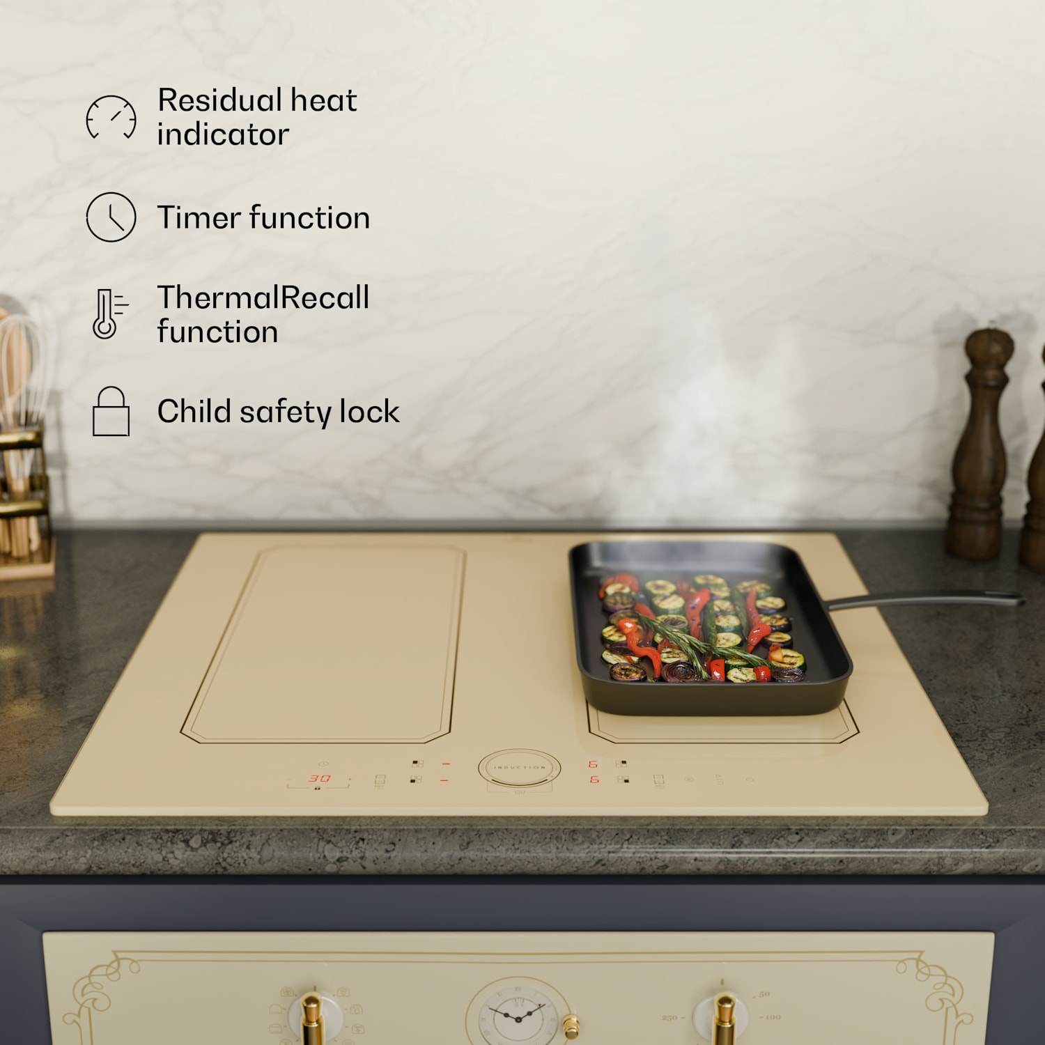 Victoria 4 Flex Induction Hob Built-in 7000 W 2 Flex Zones Timer 4 | Vintage Cream