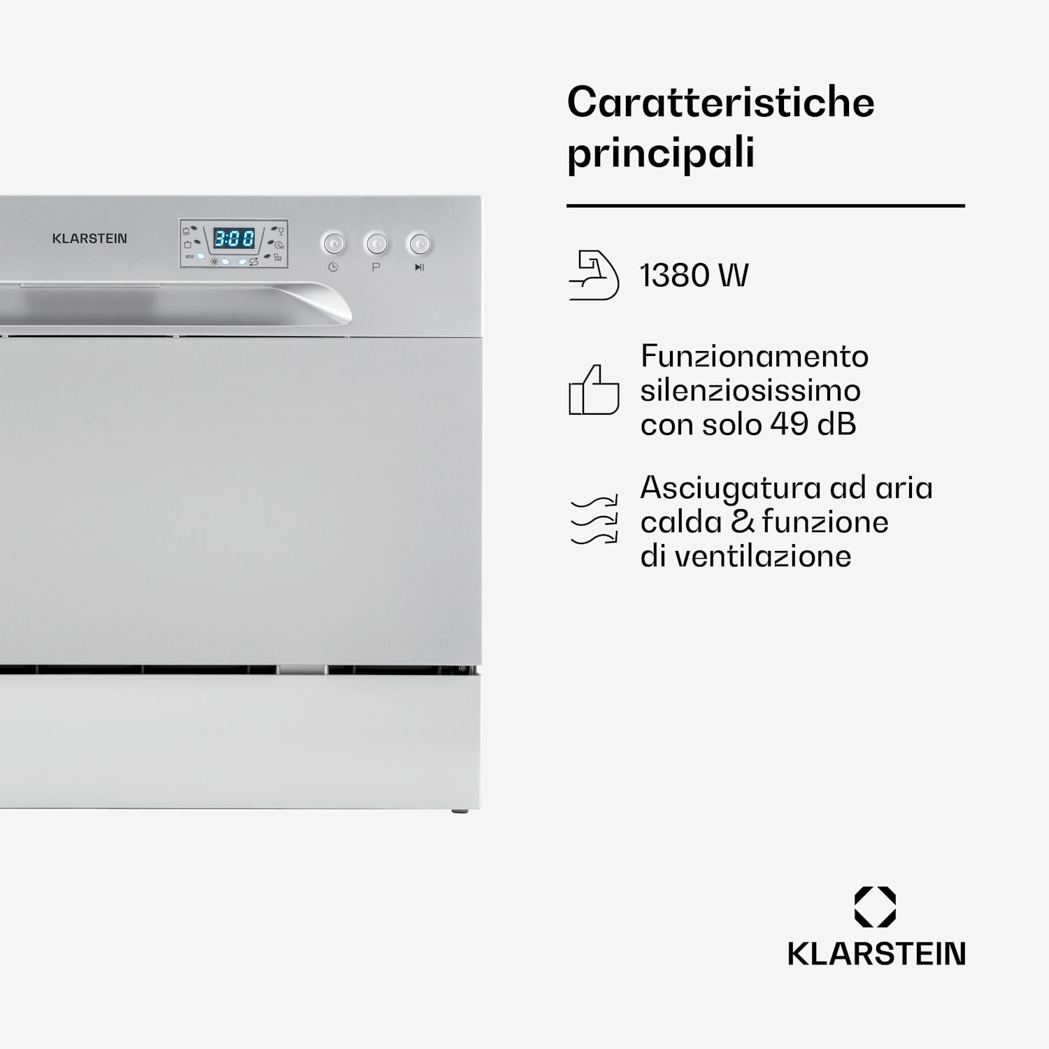Amazonia 6 Lavastoviglie 1380W 6 coperti Pannello con pulsanti Apparecchiatura per 6 persone
