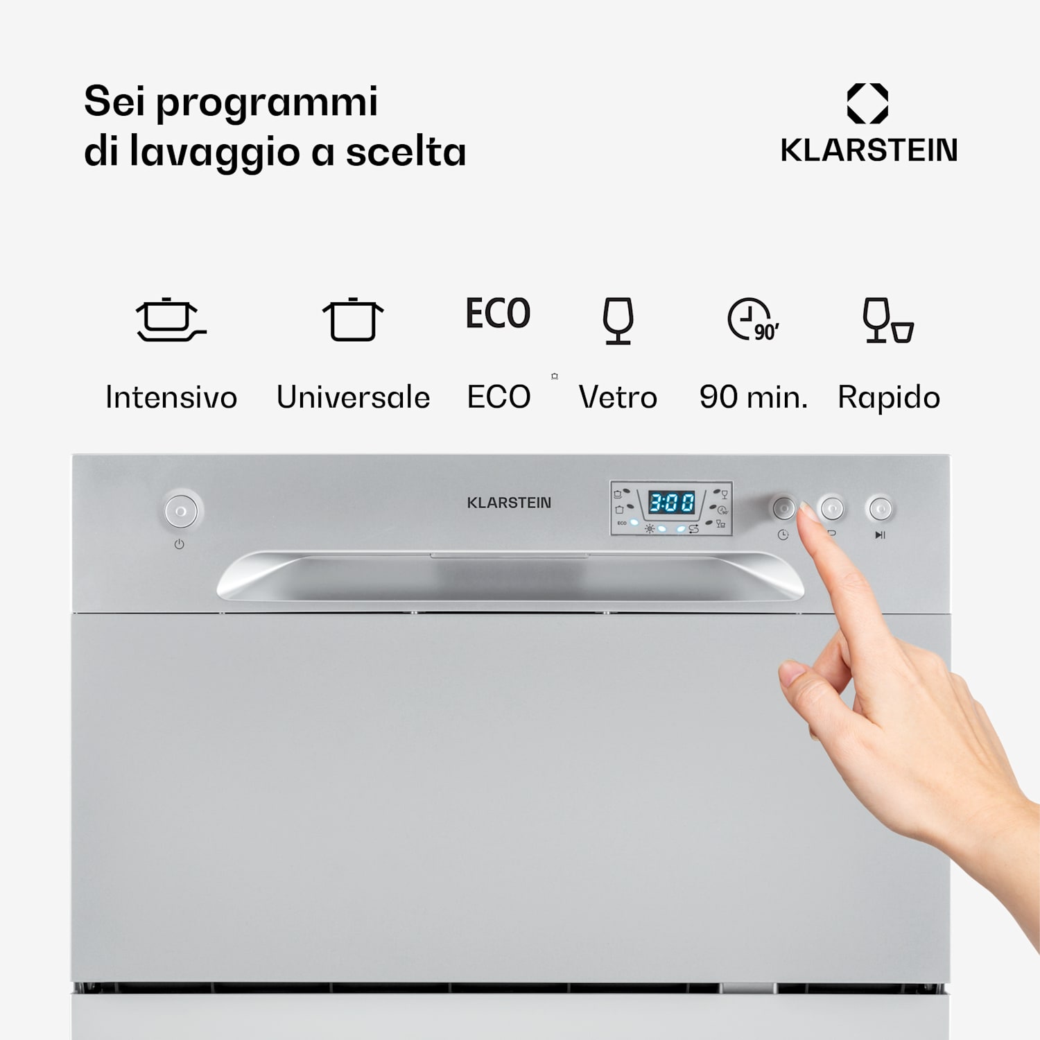 Amazonia 6 Lavastoviglie 1380W 6 coperti Pannello con pulsanti Apparecchiatura per 6 persone