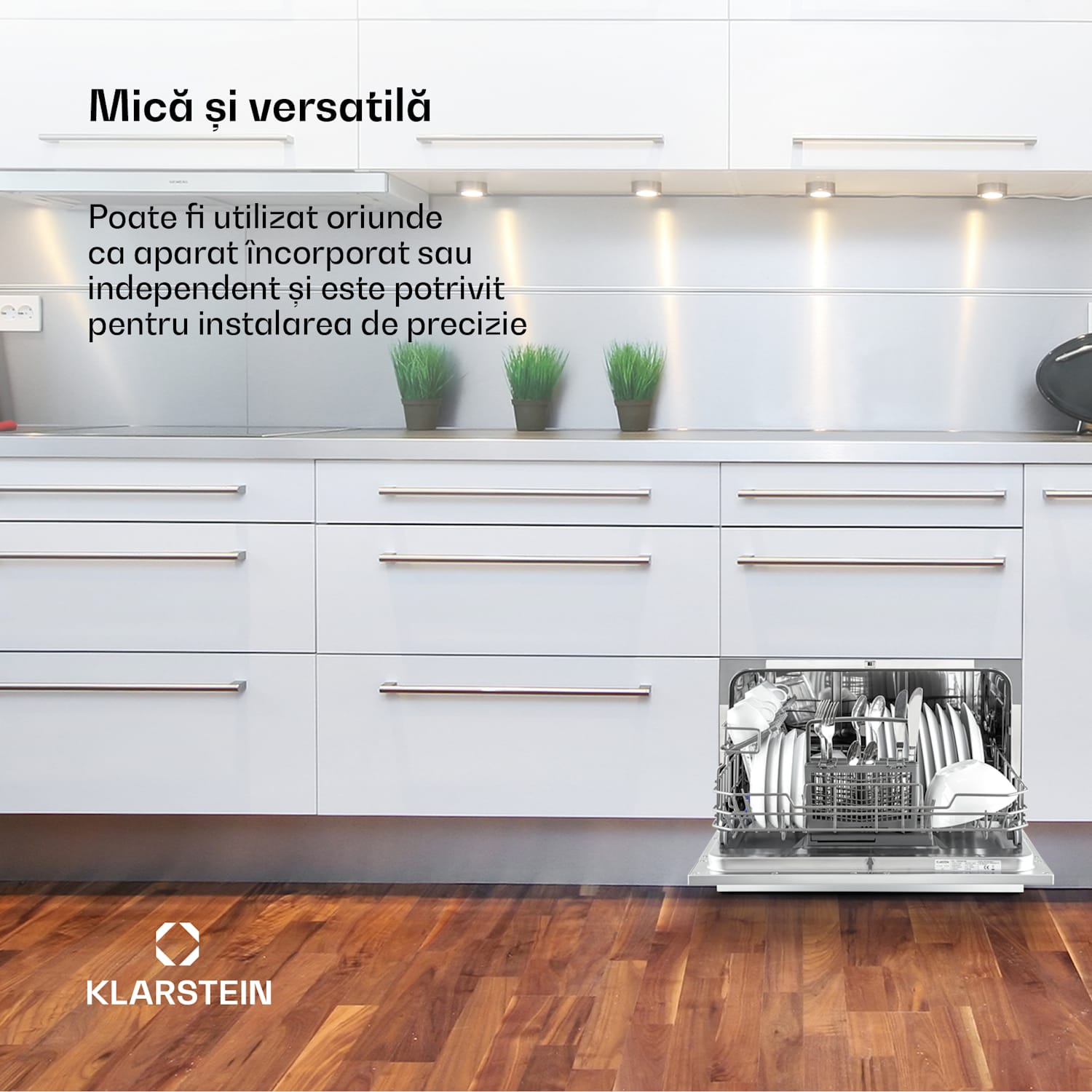 Amazonia 6, mașină de spălat vase, 1300W, F, 49dB, 6 seturi de vase, buton de control Aranjarea mesei pentru 6 persoane