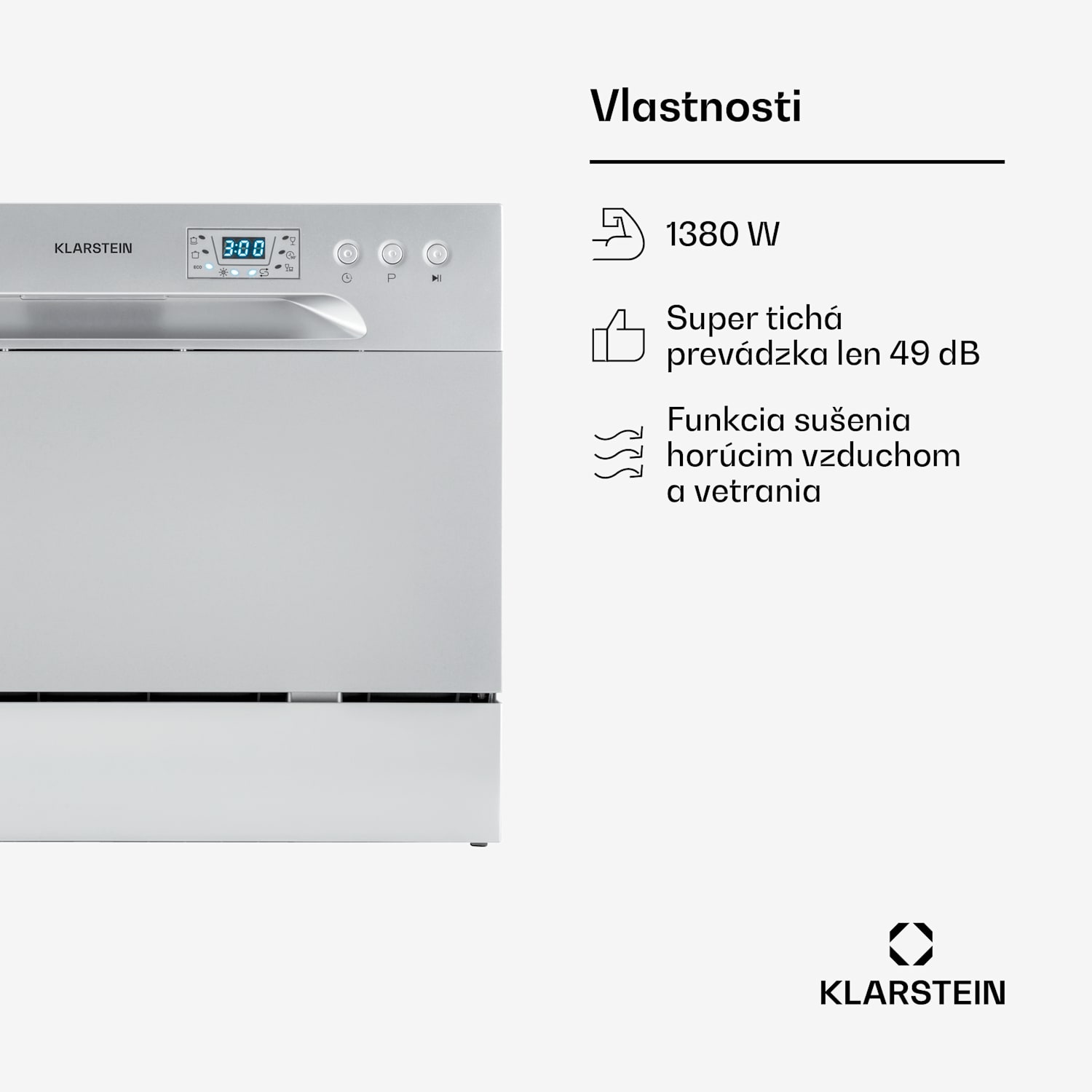 Amazonia 6, umývačka riadu, 1300 W, na 6 súprav riadu, energet. trieda F, 49 dB, tlačidlové ovládanie Prestieranie pre 6 osôb