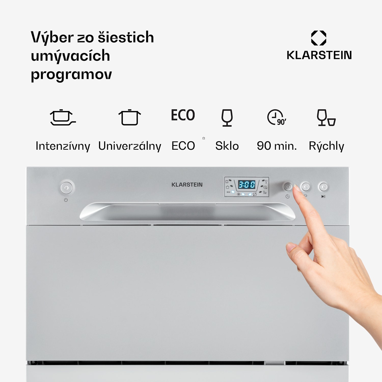 Amazonia 6, umývačka riadu, 1300 W, na 6 súprav riadu, energet. trieda F, 49 dB, tlačidlové ovládanie Prestieranie pre 6 osôb