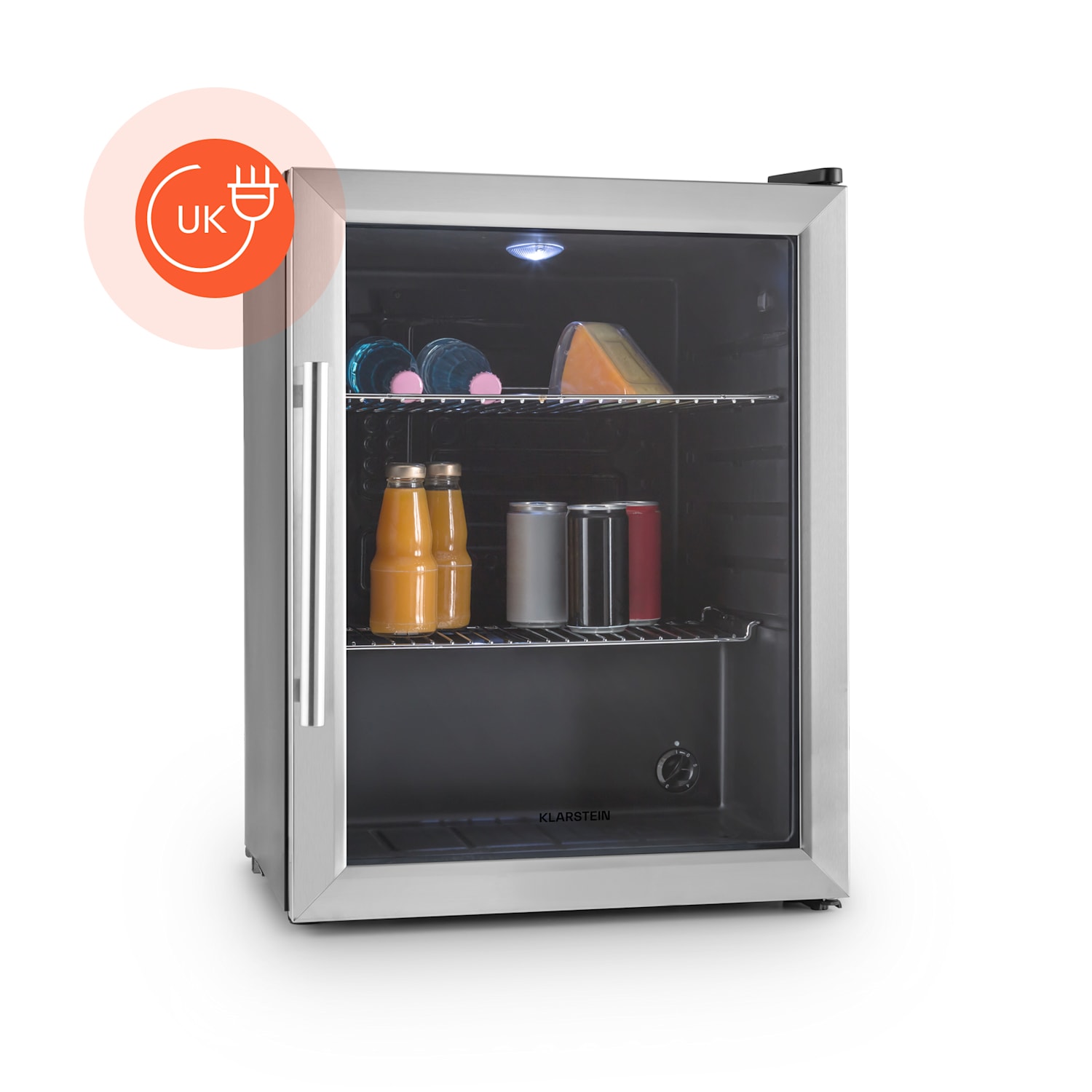 Beersafe XL refrigerator 60 litres 2 shelves panorama glass door stainless steel 60 Ltr