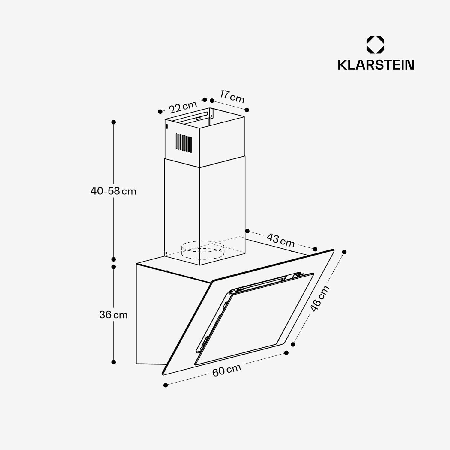 Eleonora 60, Cooker Extractor Hood, 426 m³ / h, Touch Panel, Ambient Light, EEC A ++ 60 cm