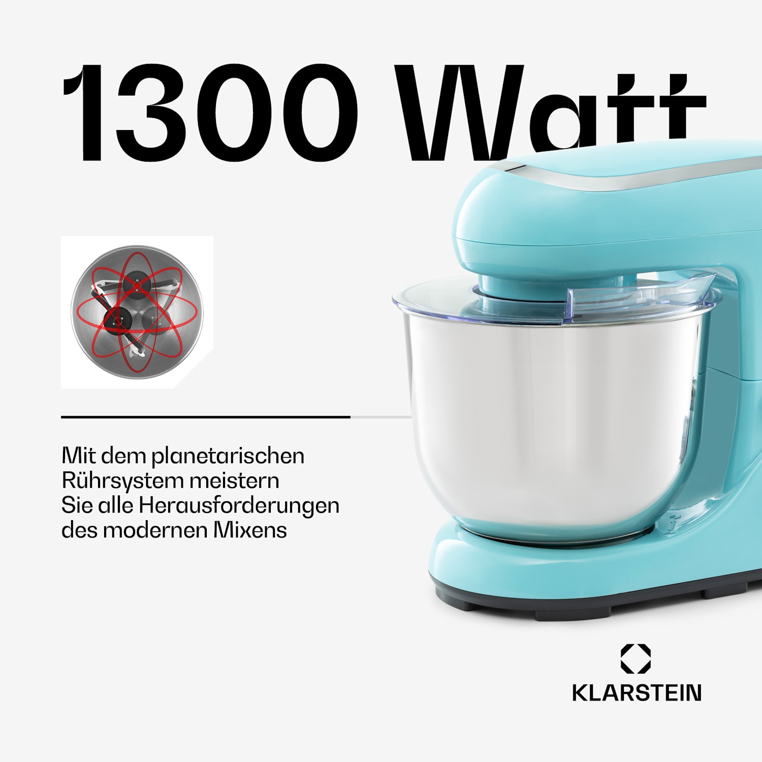 Bella Pico 2G Küchenmaschine 1200W 1,6PS 6 Stufen 5 Liter Türkis