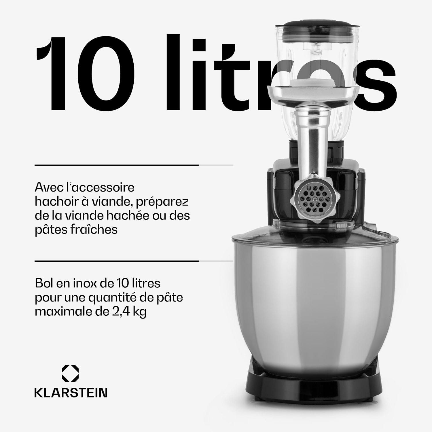 Renata Rossa keukenmachine 3-in-1 2000 W 5 liter rvs bevat geen BPA Zwart
