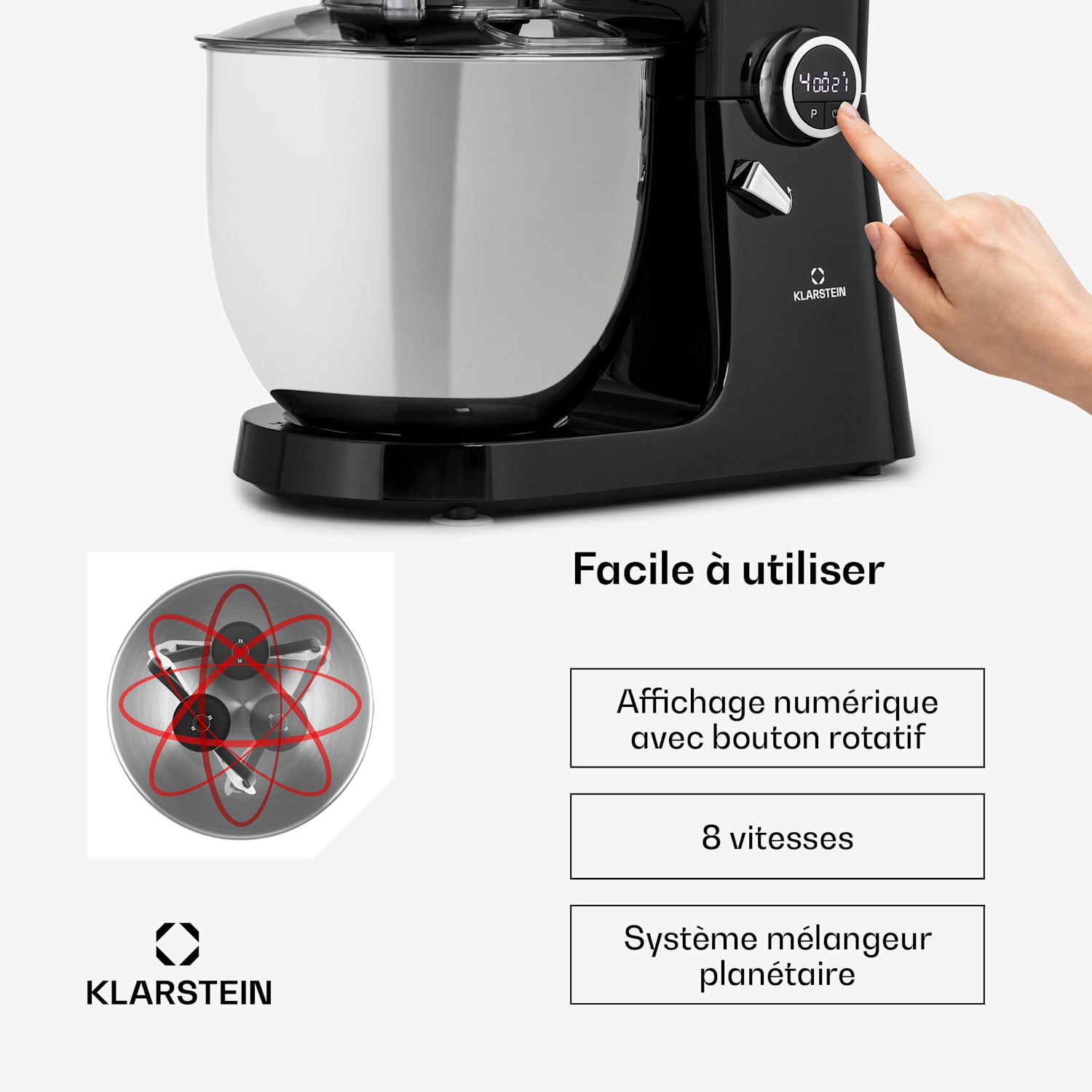 Renata Rossa keukenmachine 3-in-1 2000 W 5 liter rvs bevat geen BPA Zwart