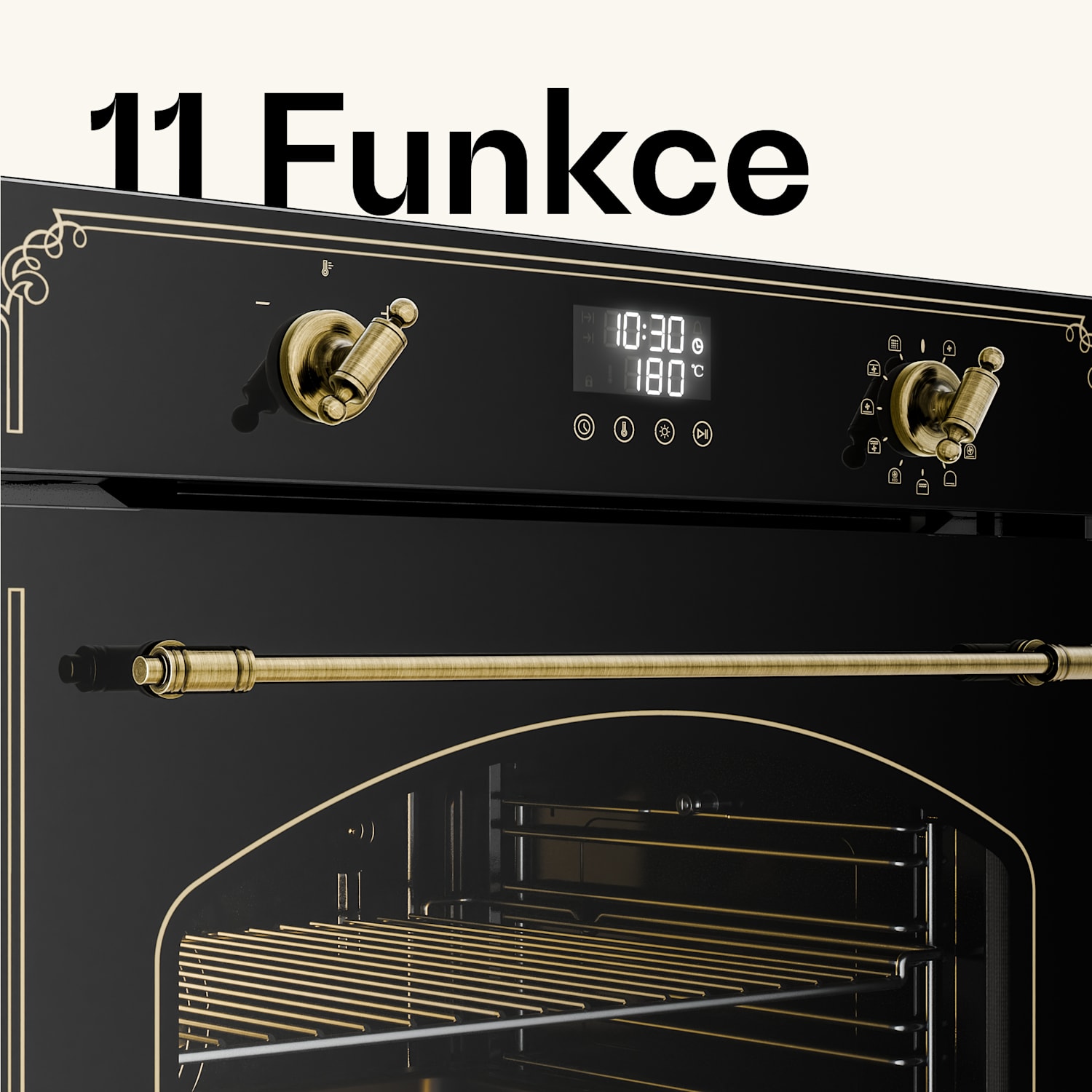 Victoria pyro-trouba | elektrická trouba s funkcí pyrolýzy | 3150 W | 76 l | 60 cm black