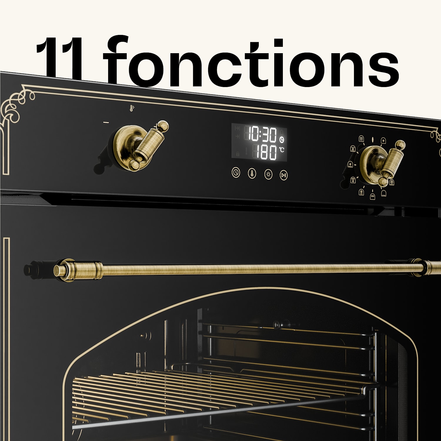 Four à pyrolyse Victoria | Cuisinière électrique avec fonction pyrolyse | 3150 W | 76 l | 60 cm black