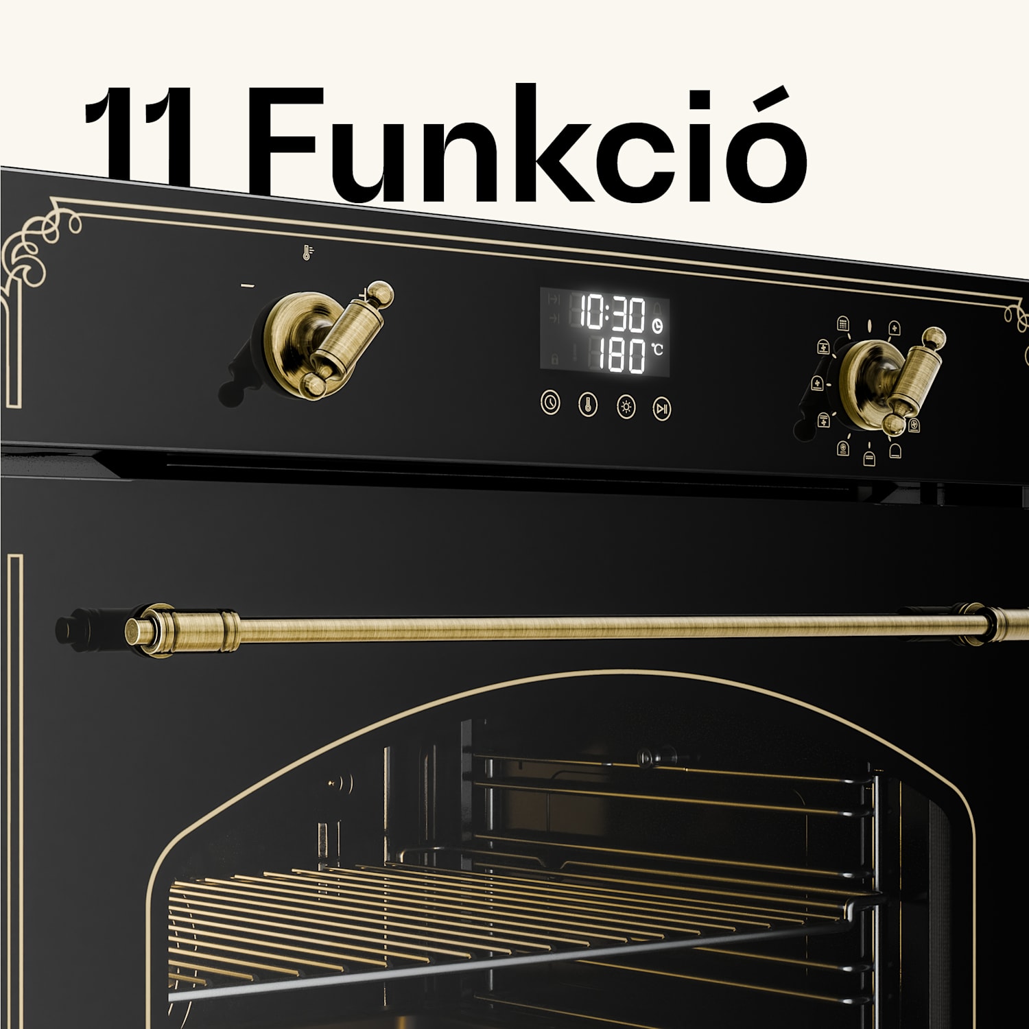 Victoria piro-sütő | elektromos sütő pirolízis funkcióval | 3150 W | 76 l | 60 cm Fekete