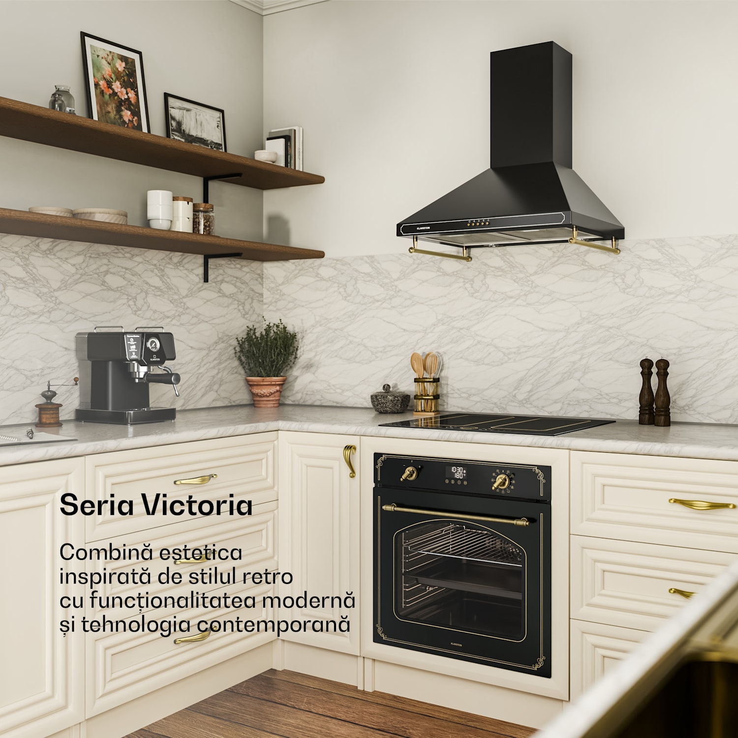 Cuptor electric Victoria Pyro | Cu funcție de piroliză | 3150 W | 76 l | 60 cm black