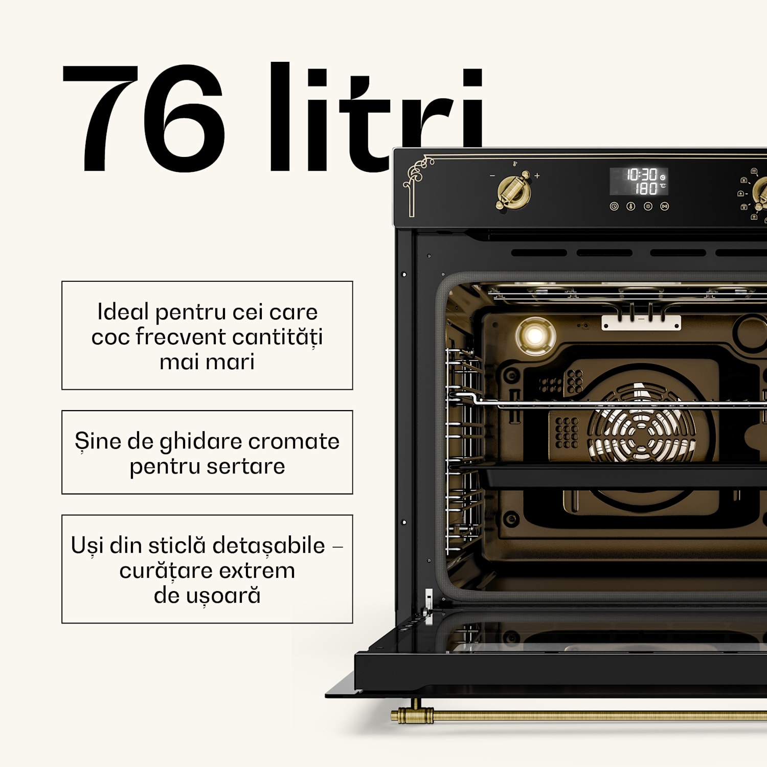 Cuptor electric Victoria Pyro | Cu funcție de piroliză | 3150 W | 76 l | 60 cm black