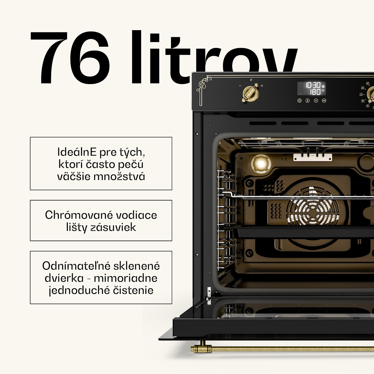 Victoria pyro-rúra | elektrická rúra s funkciou pyrolýzy | 3150 W | 76 l | 60 cm black