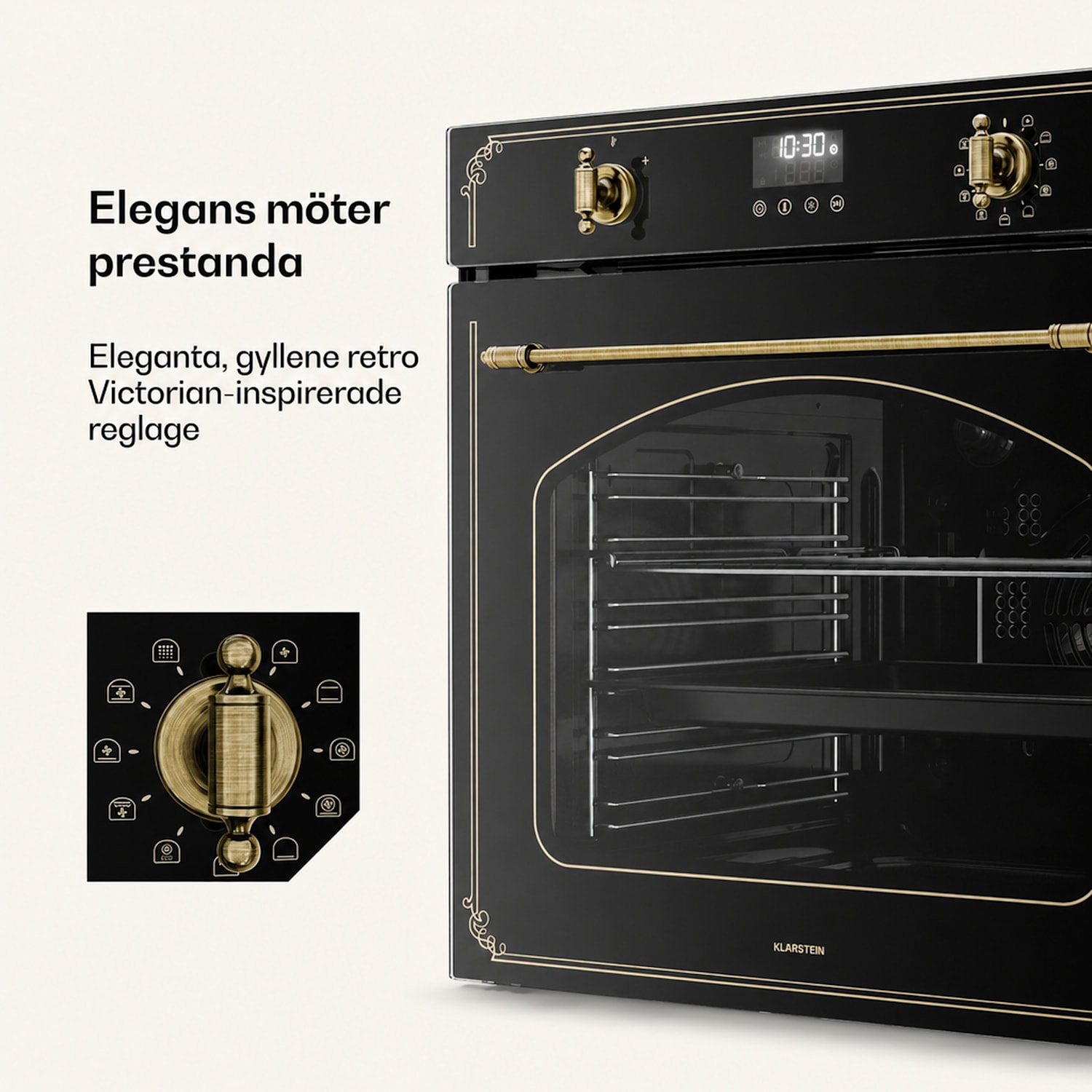 Victoria pyrougn | Elektrisk spis med pyrolysfunktion | 3150 W | 76 l | 60 cm Svart