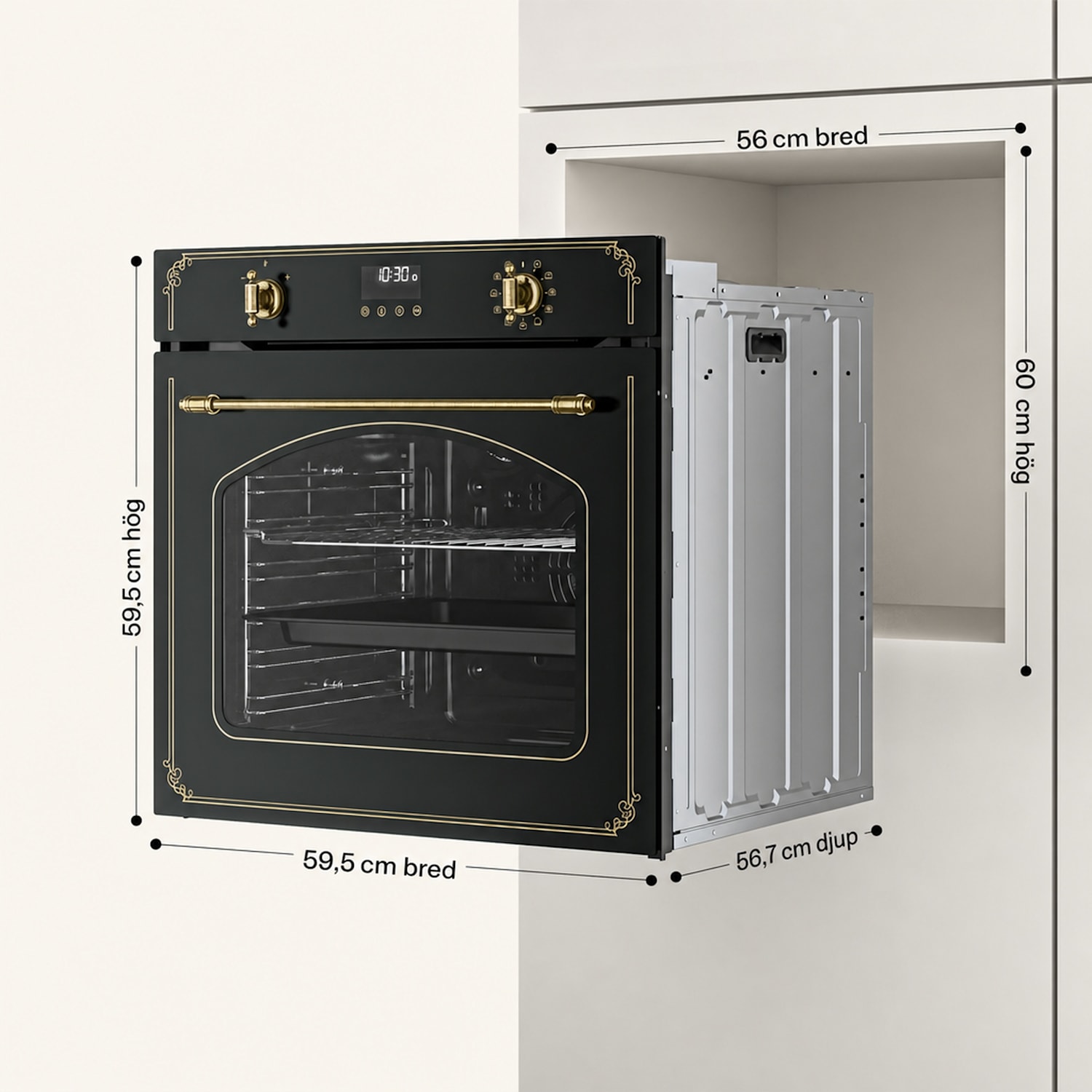 Victoria pyrougn | Elektrisk spis med pyrolysfunktion | 3150 W | 76 l | 60 cm Svart