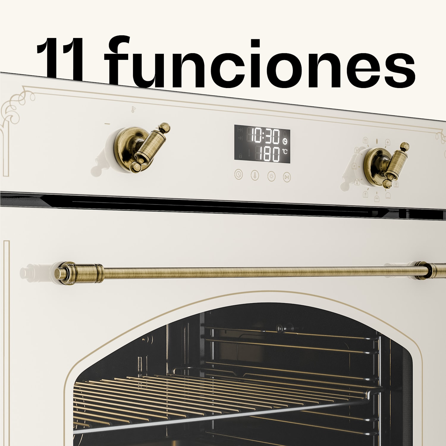 Victoria horno pirolítico | cocina eléctrica con función pirolítica | 3150 W | 76 l | 60 cm Crema