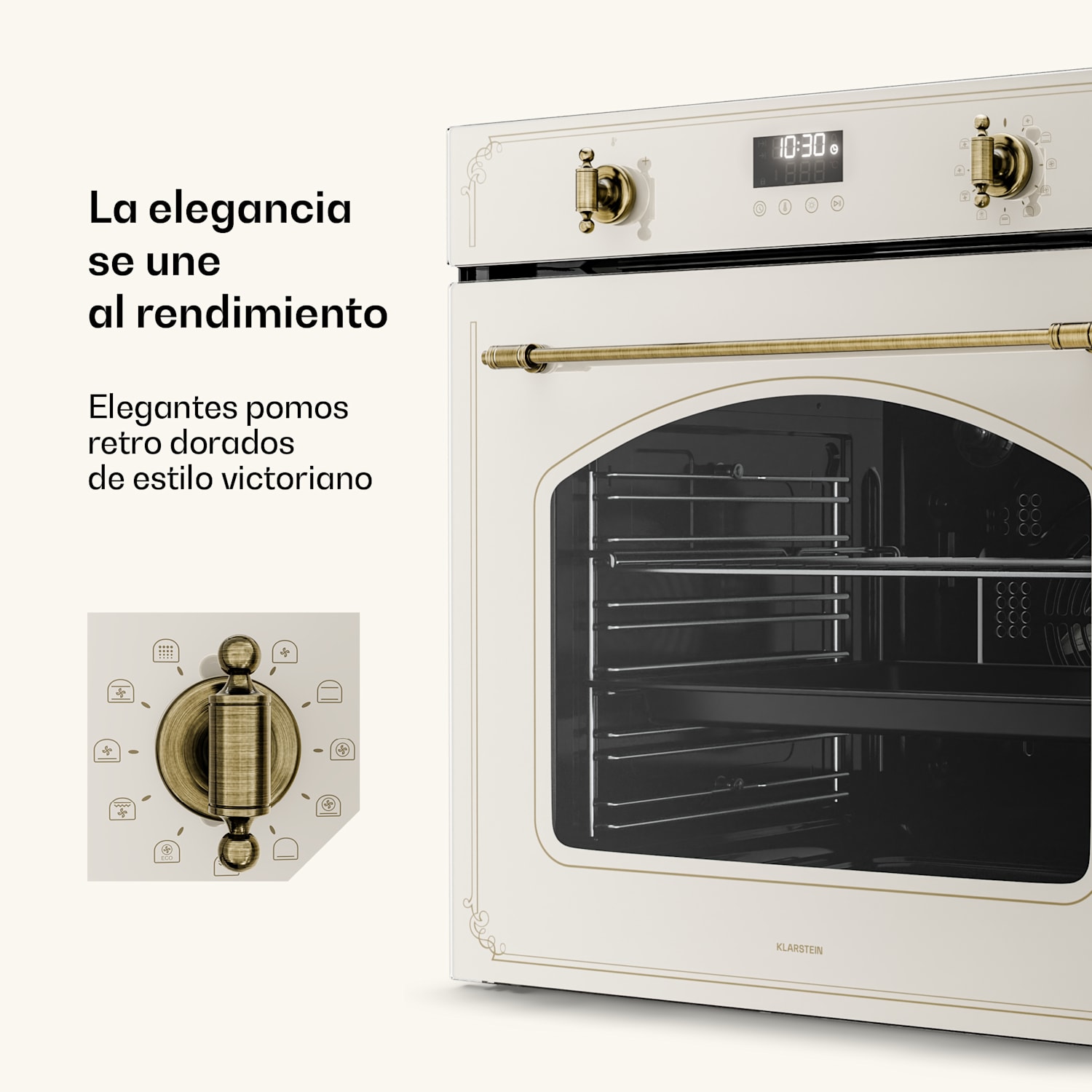 Victoria horno pirolítico | cocina eléctrica con función pirolítica | 3150 W | 76 l | 60 cm Crema