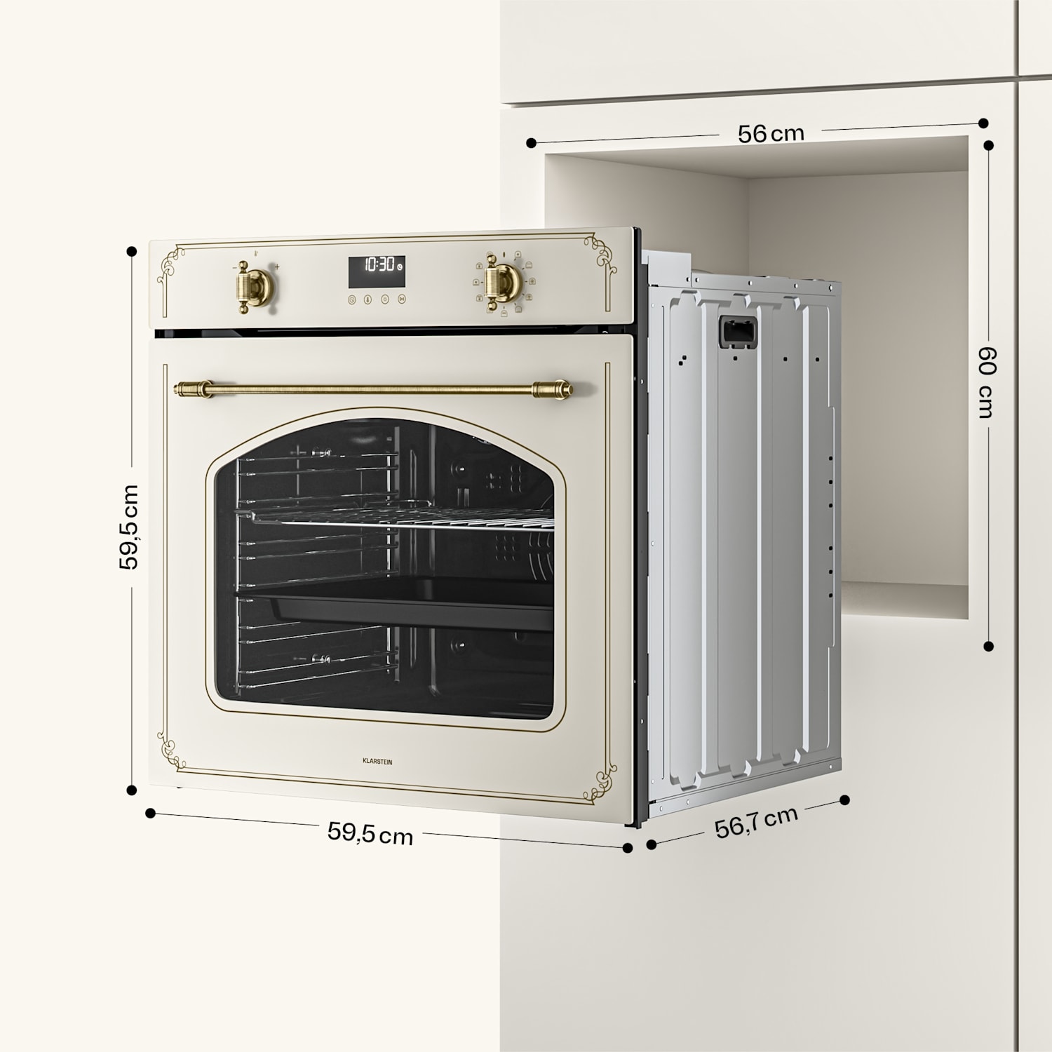 Victoria horno pirolítico | cocina eléctrica con función pirolítica | 3150 W | 76 l | 60 cm Crema