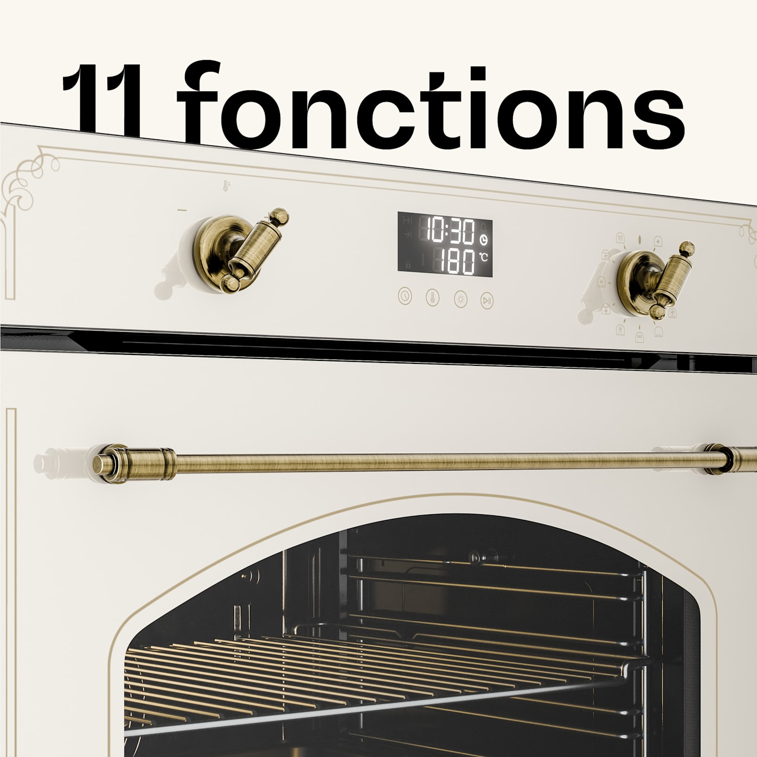 Victoria pyro oven | elektrische oven met pyrolyse functie | 3150 W | 76 L | 60 cm Vintage Crème