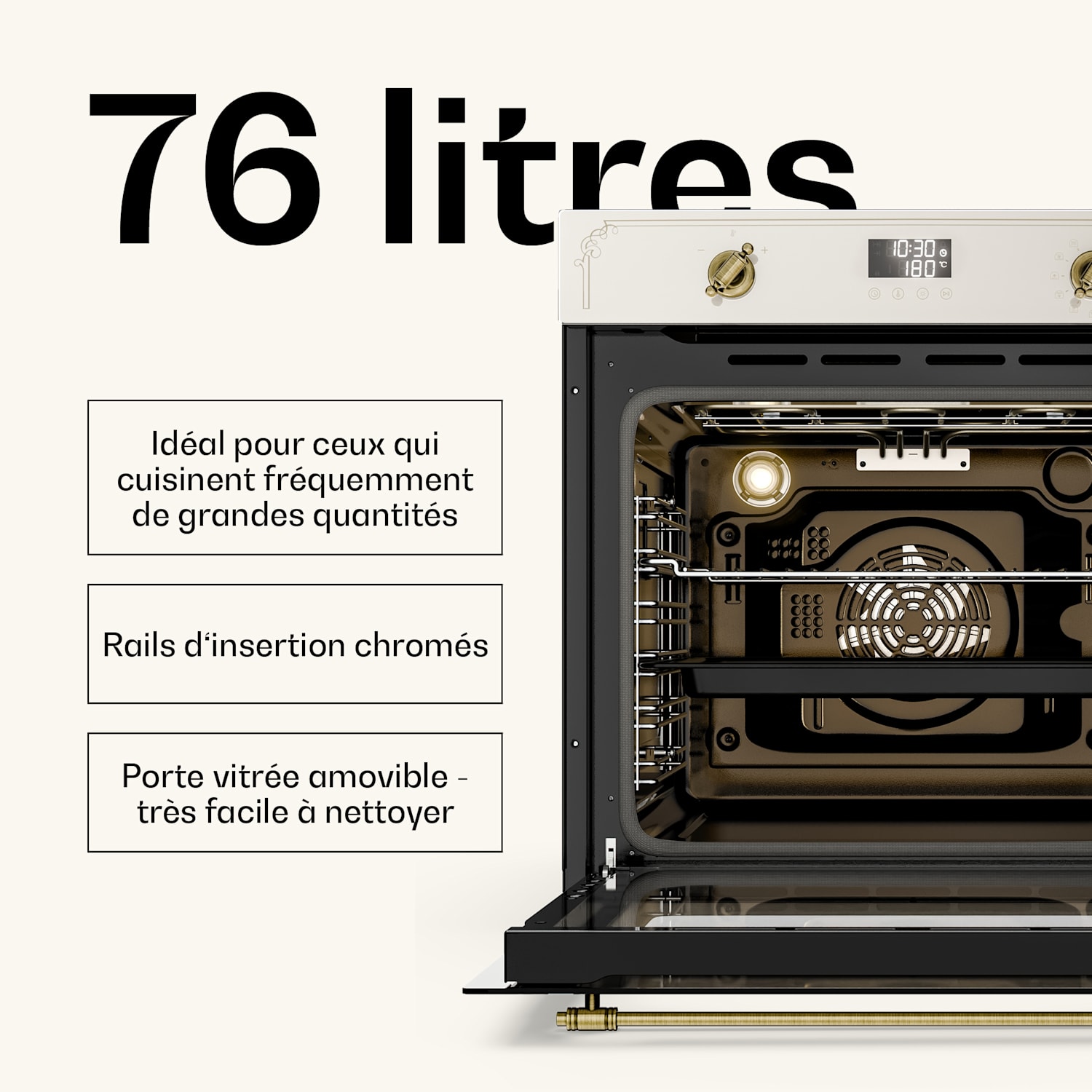 Victoria pyro oven | elektrische oven met pyrolyse functie | 3150 W | 76 L | 60 cm Vintage Crème