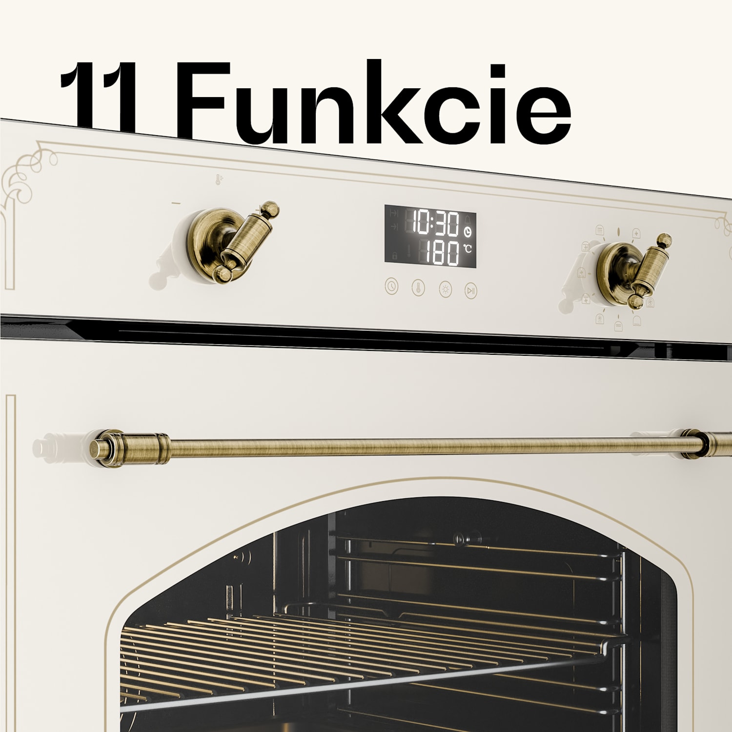 Victoria pyro-rúra | elektrická rúra s funkciou pyrolýzy | 3150 W | 76 l | 60 cm vintage_cream