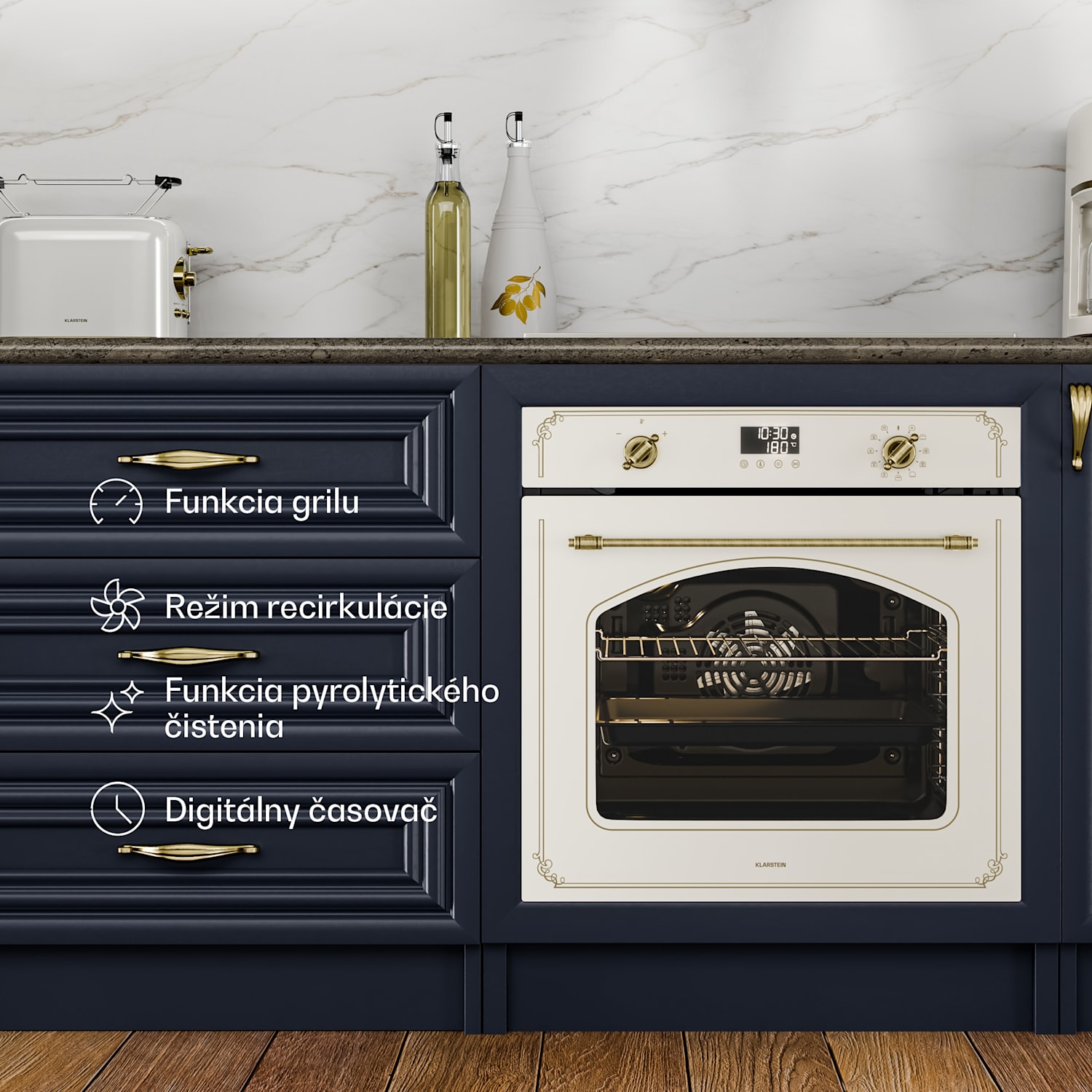 Victoria pyro-rúra | elektrická rúra s funkciou pyrolýzy | 3150 W | 76 l | 60 cm vintage_cream