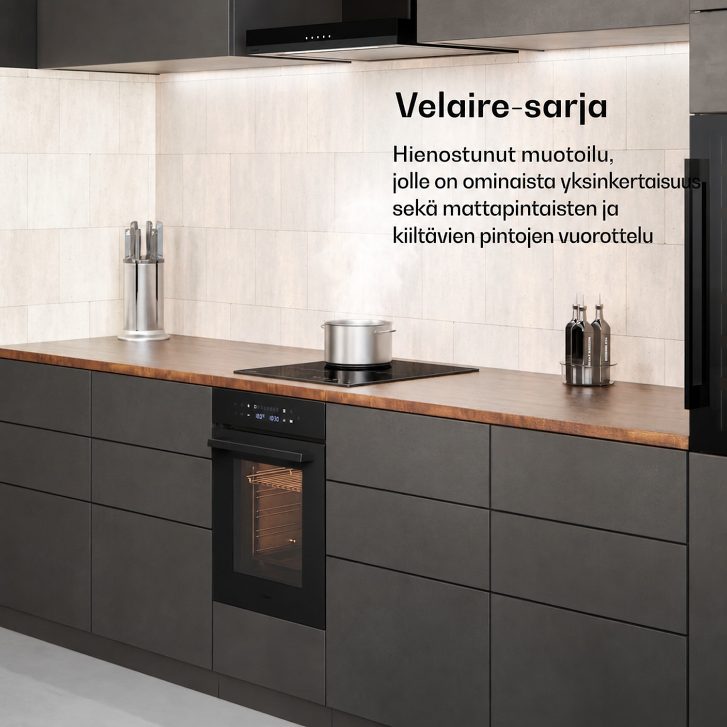 Velaire sisäänrakennettava uuni | 49 l | Energiatehokkuusluokka A | 2350 W | Musta | 45 cm 45 cm