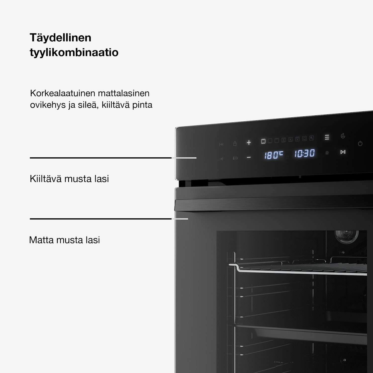 Velaire sisäänrakennettava uuni | 49 l | Energiatehokkuusluokka A | 2350 W | Musta | 45 cm 45 cm
