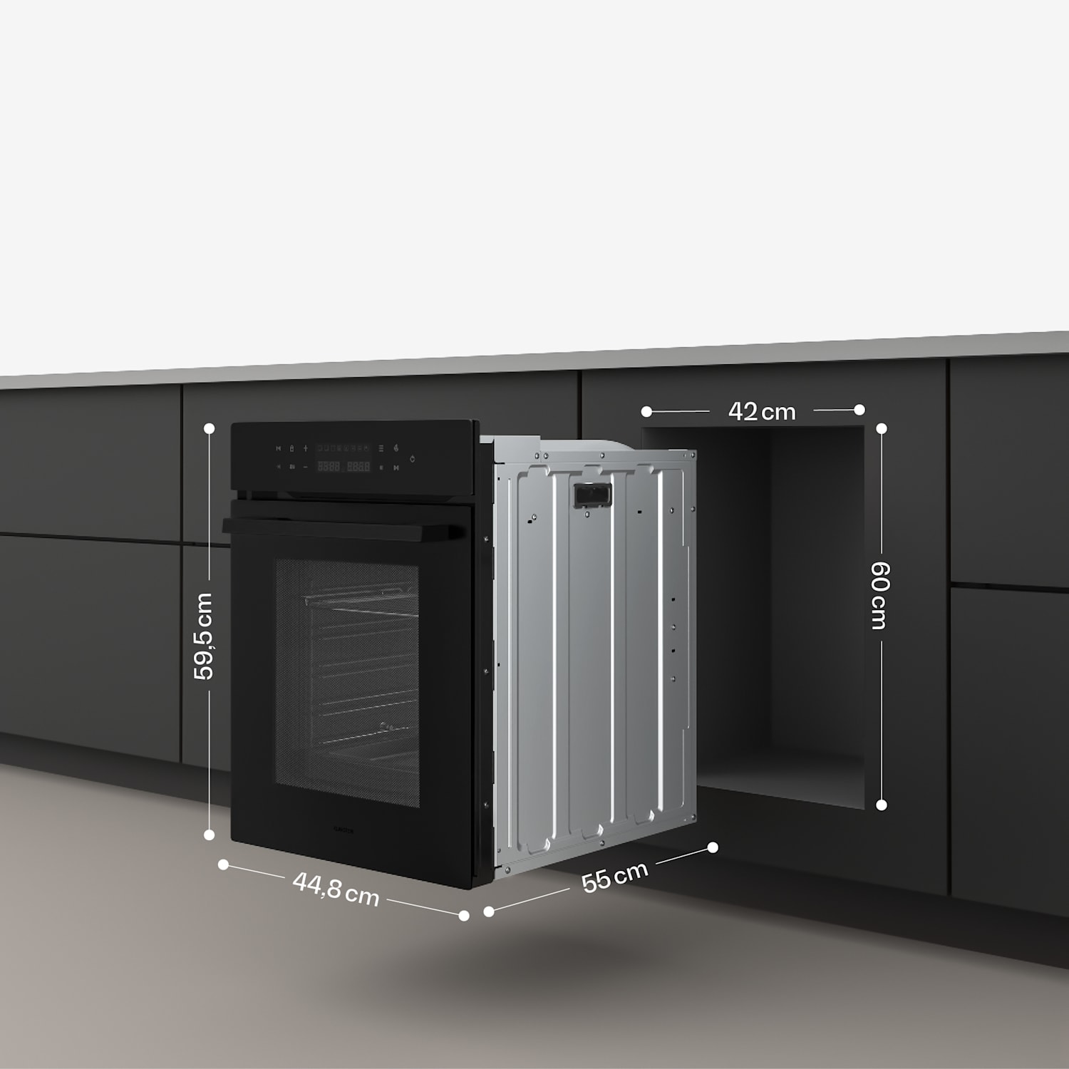 Velaire sisäänrakennettava uuni | 49 l | Energiatehokkuusluokka A | 2350 W | Musta | 45 cm 45 cm