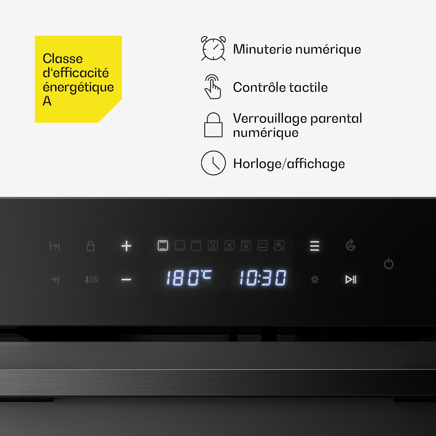 Velaire four encastrable | 49 l | classe énergétique A | 2350 W | noir | 45 cm 