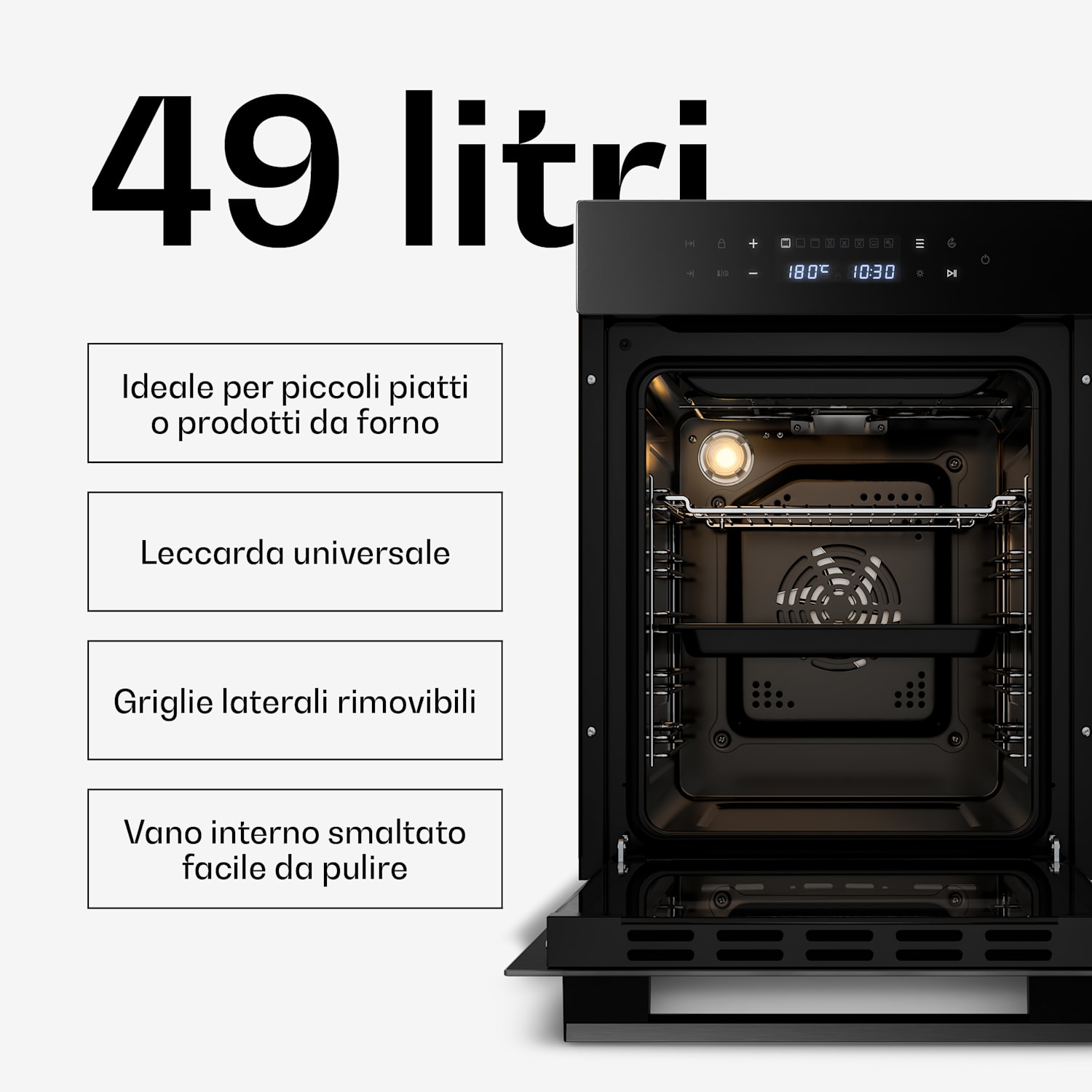 Forno da incasso Velaire | 49 l | Classe energetica A | 2350 W | Nero | 45 cm 
