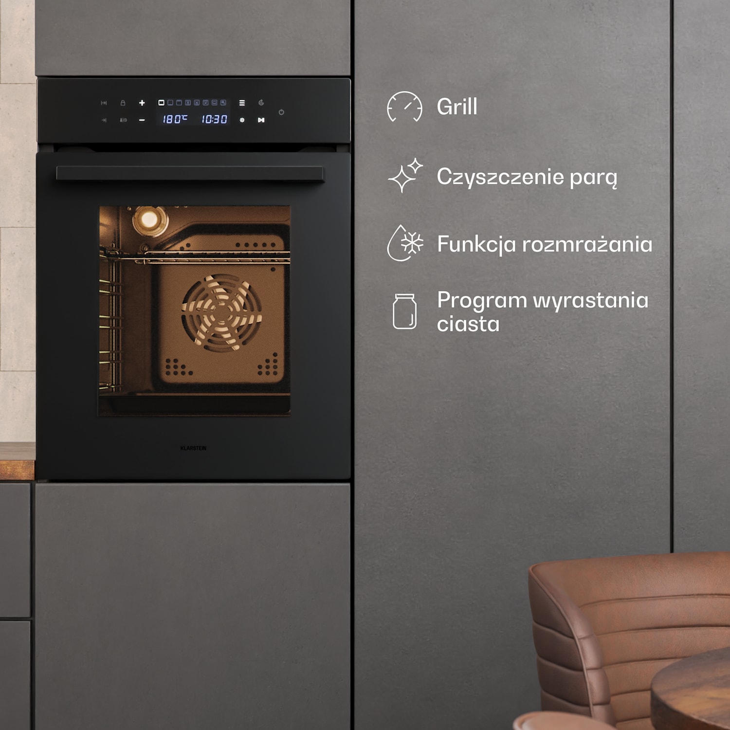 Piekarnik do zabudowy Velaire | 49 l | Klasa efektywności energetycznej A | 2350 W | Czarny | 45 cm 