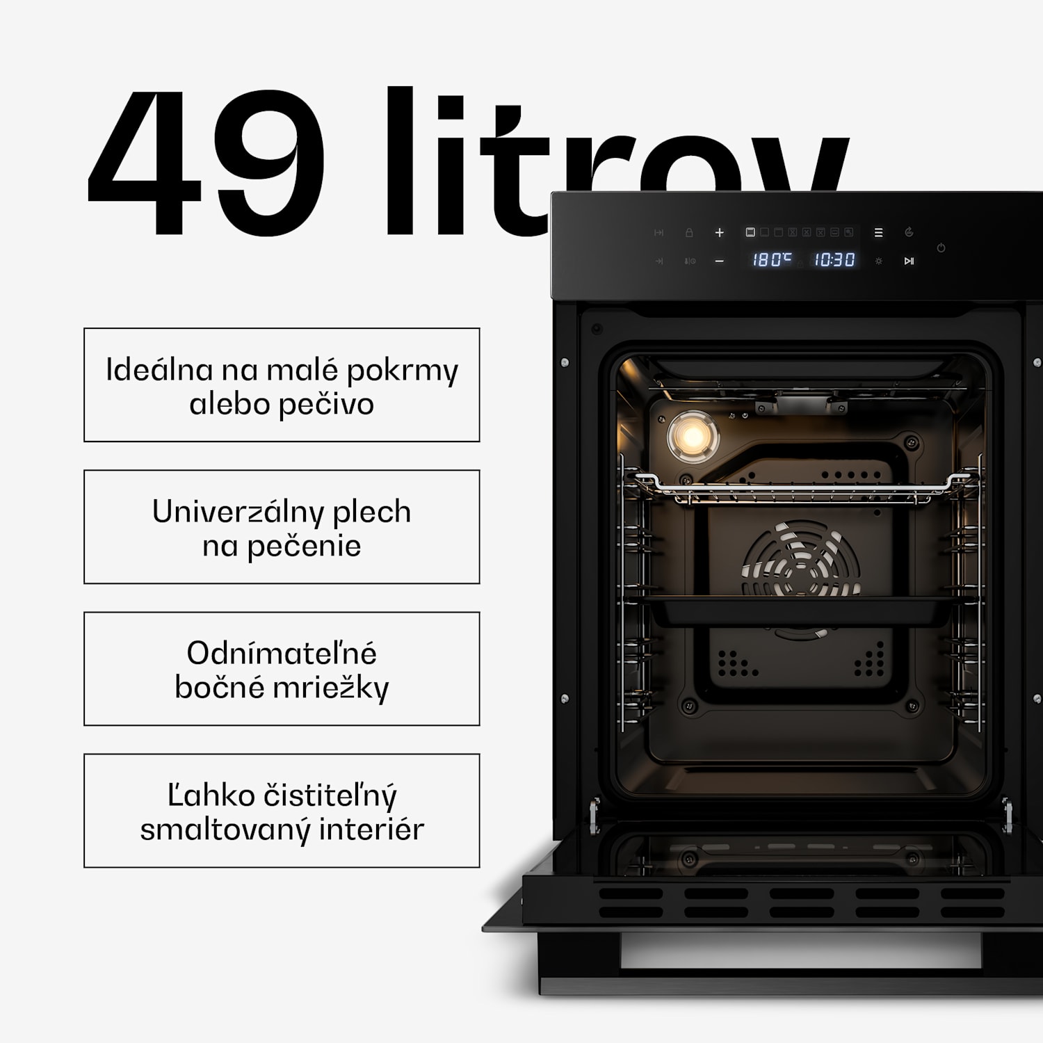 Velaire vstavaná rúra | 49 l | energetická trieda A | 2350 W | čierna | 45 cm 