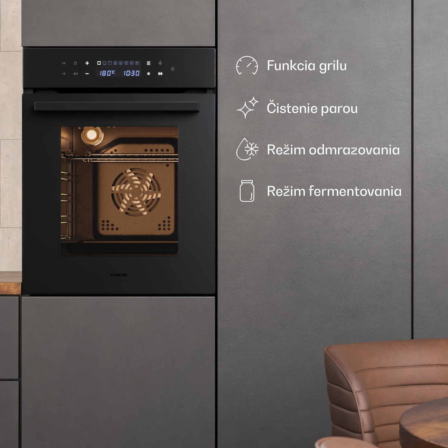 Velaire vstavaná rúra | 49 l | energetická trieda A | 2350 W | čierna | 45 cm 