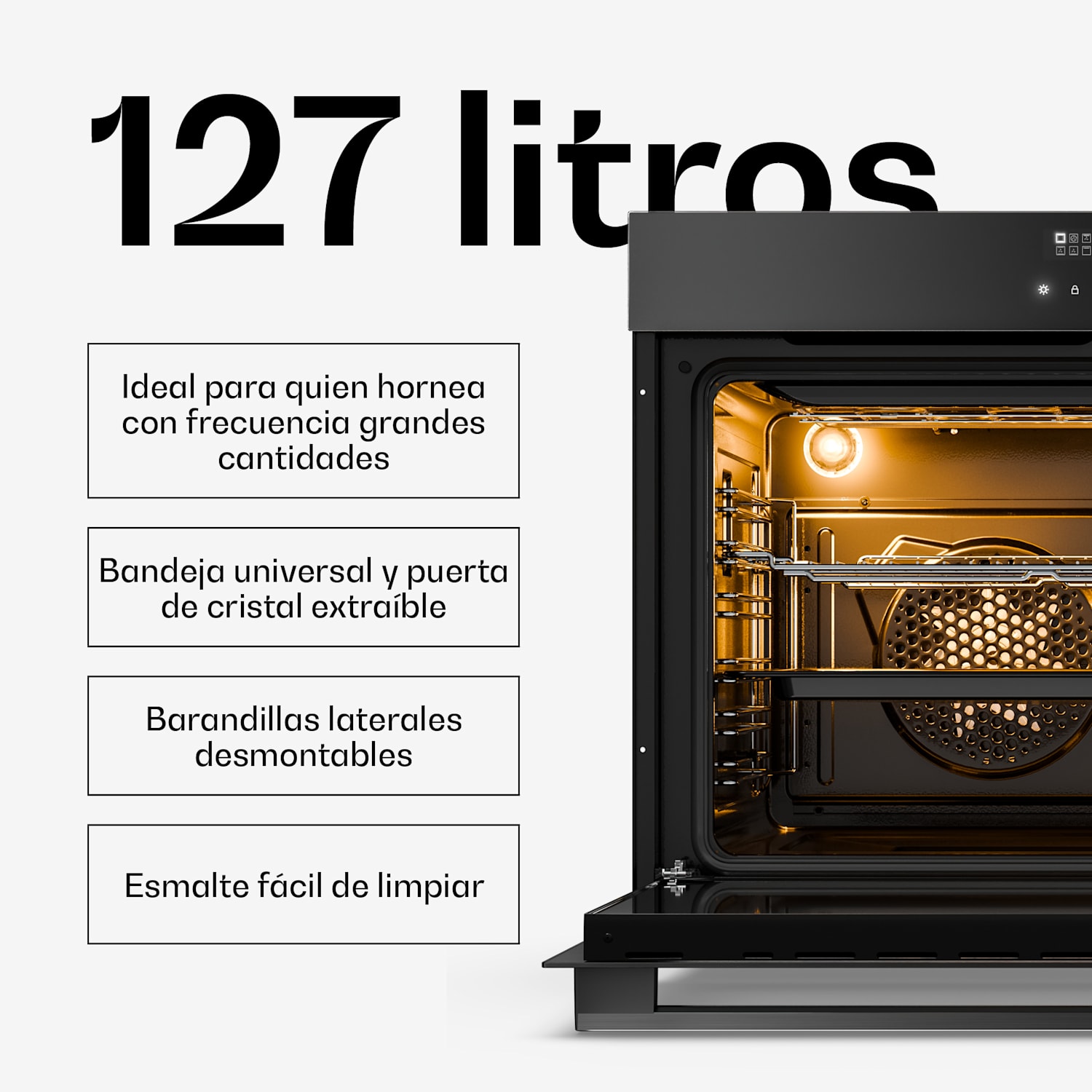 Horno empotrado Velaire | 90 cm | 127 litros | Clase de eficiencia energética A 90 cm