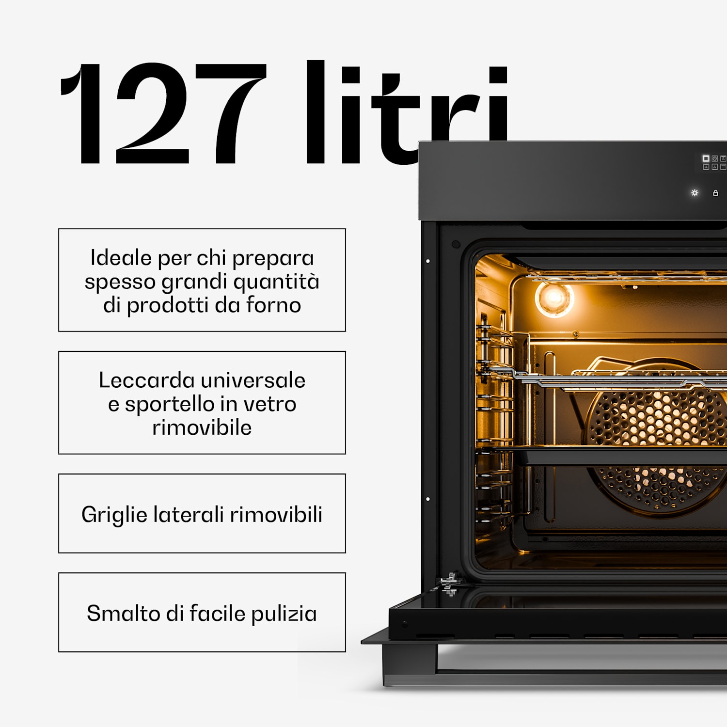 Forno da incasso Velaire | 90 cm | 127 litri | Classe di efficienza energetica A 90 cm