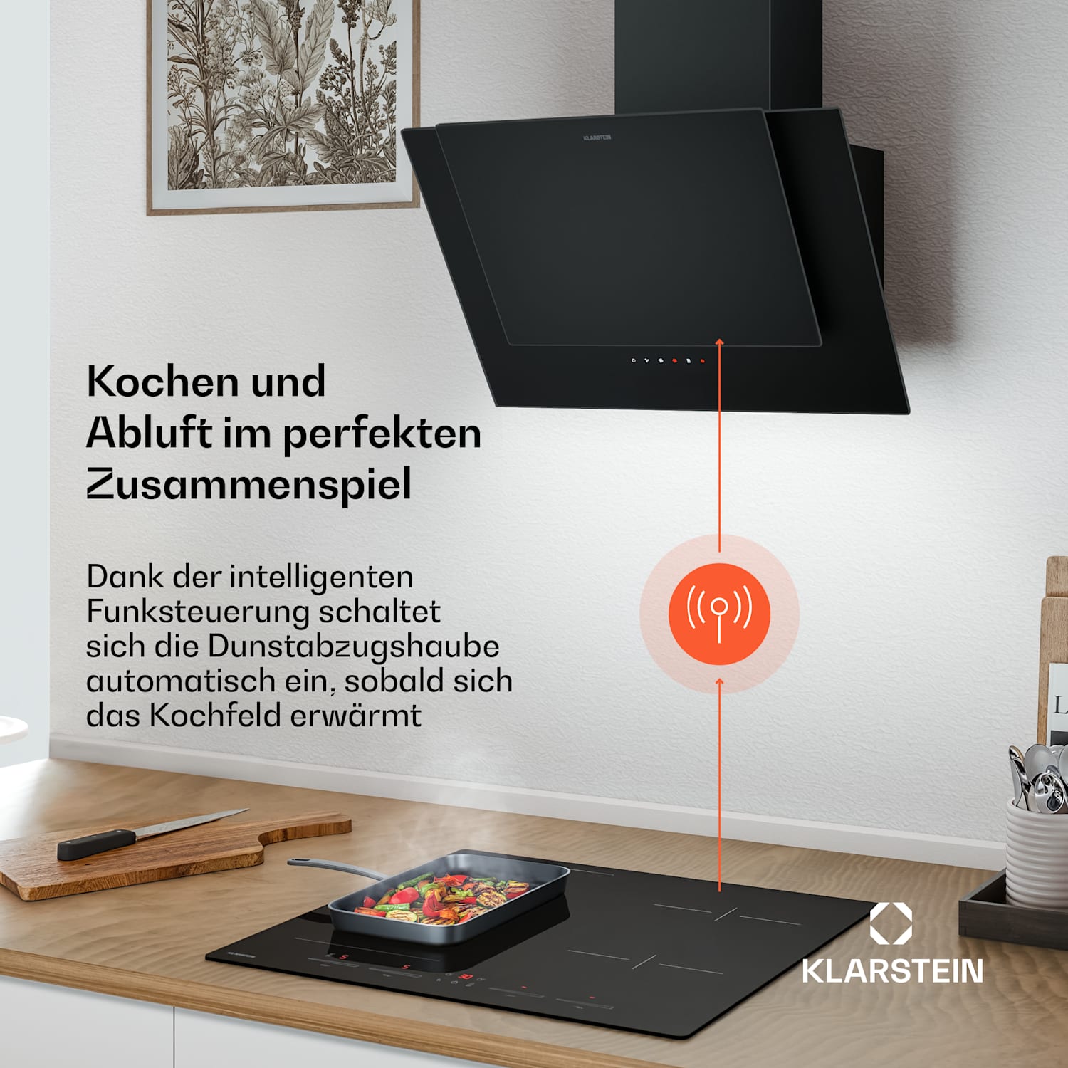 HaloSync - Piano cottura a induzione con cappa | 4 zone | 8400 W | 632 m³/ora | 60 cm 60 cm