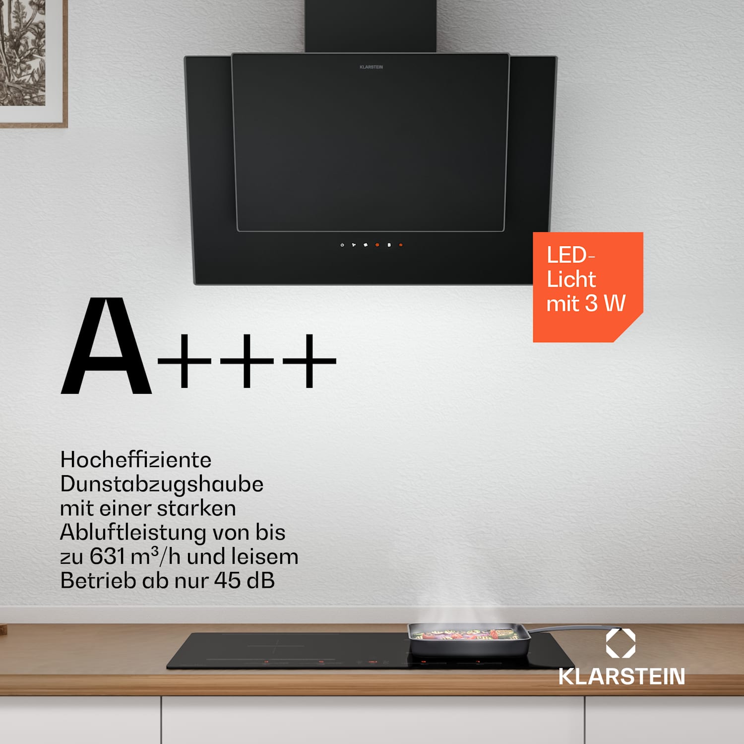 HaloSync - Piano cottura a induzione con cappa | 4 zone | 8400 W | 632 m³/ora | 60 cm 60 cm