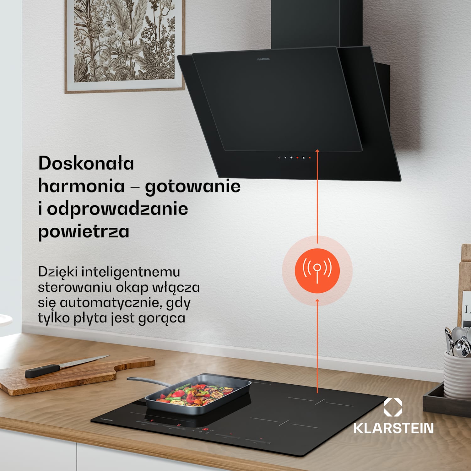 HaloSync płyta indukcyjna z okapem | 4 pola grzewcze | 8400 W | 632 m³/h | 60 cm 60