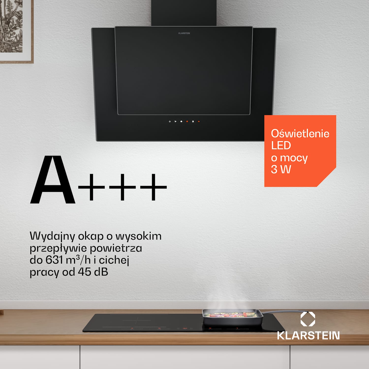 HaloSync płyta indukcyjna z okapem | 4 pola grzewcze | 8400 W | 632 m³/h | 60 cm 60