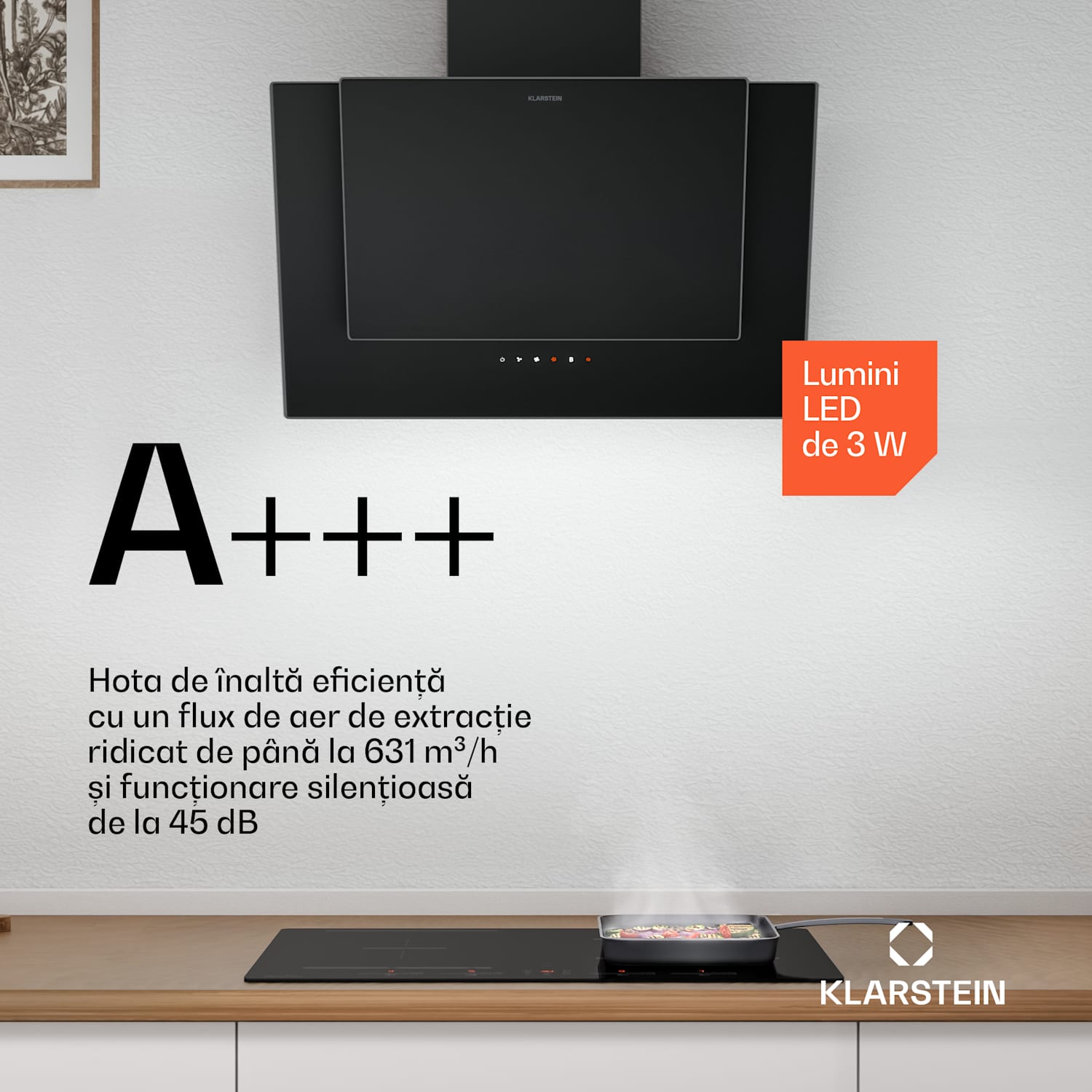 Plită cu inducție HaloSync cu hotă integrată | 4 zone de gătit | 8400 W | 632 m³/h | 60 cm 60 cm