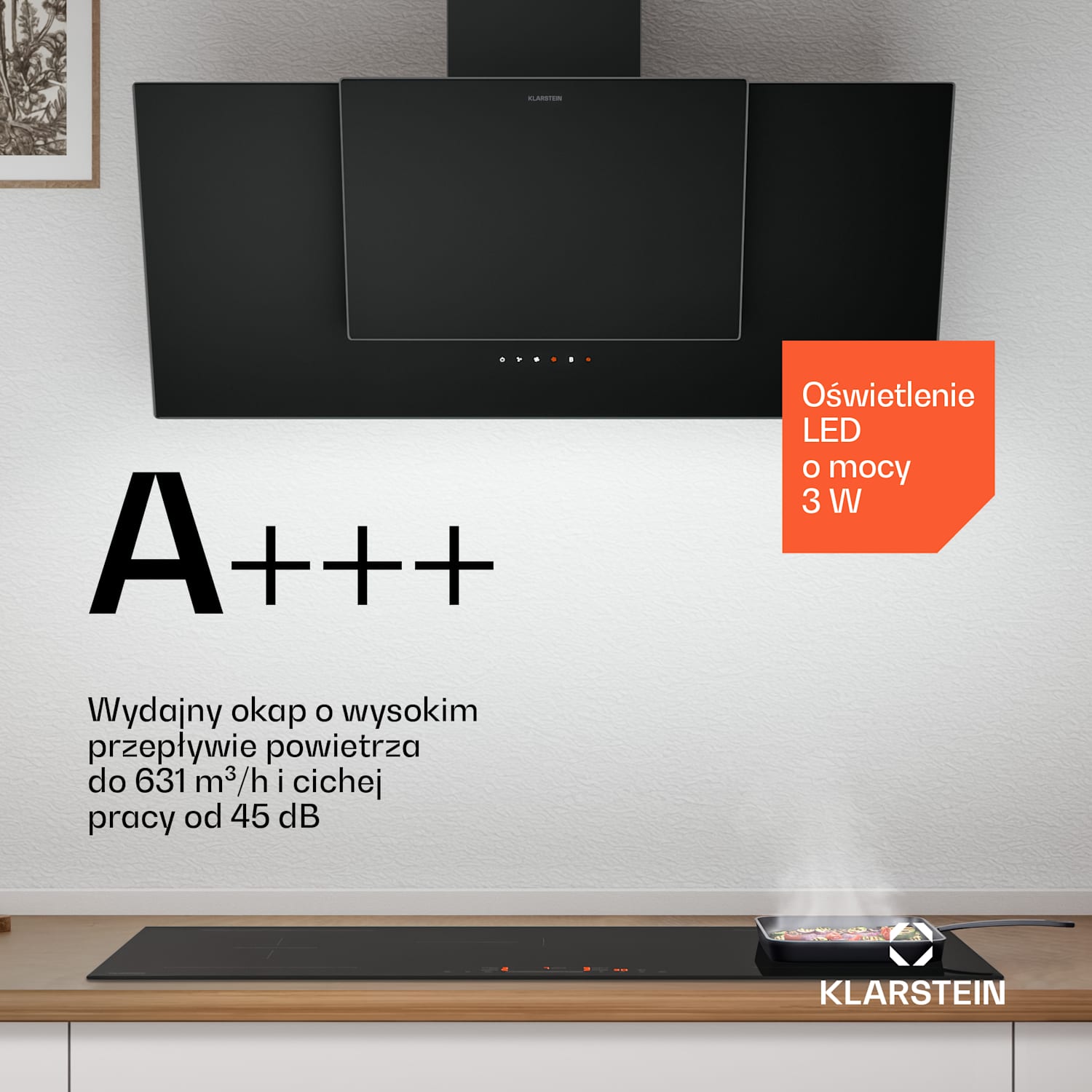 HaloSync płyta indukcyjna z okapem | 5 pól grzewczych | 11400 W | 632 m³/h | 90 cm 90 cm