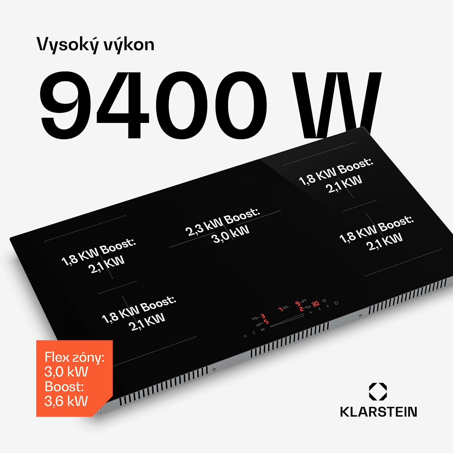 HaloSync indukčná varná doska s digestorom| 5 varných zón | 11400 W | 632 m³/h | 90 cm 90 cm