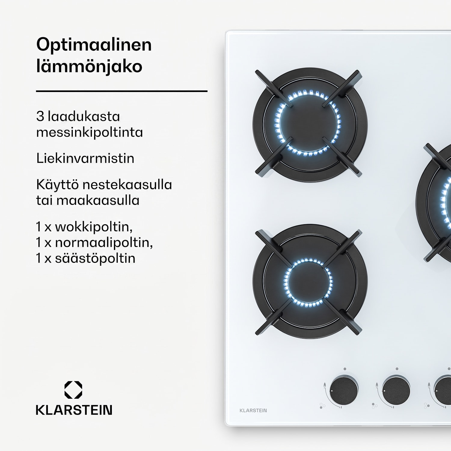 Goldflame kaasuliesi | 3 poltinta, sähkösytytys | maakaasu & LPG | 5800 W | 45 cm 