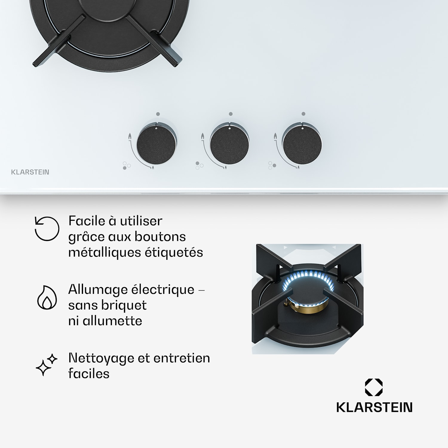 Goldflame gaskookplaat | 3-pits met elektrische ontsteking | aardgas & LPG | 5800 W | 45 cm 